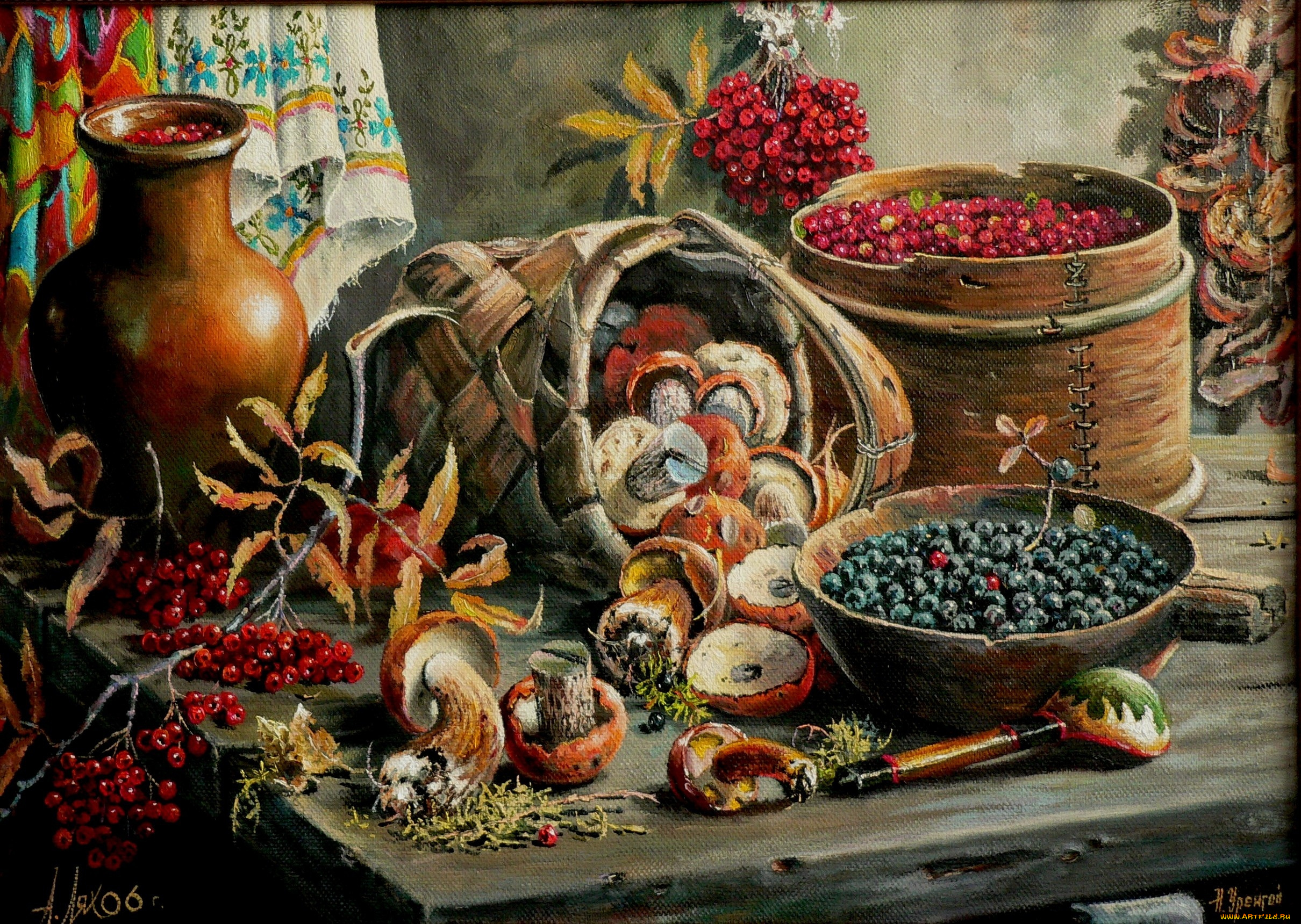 рисованное, андрей, лях, ягоды, арт, грибы, натюрморт, андрей, лях