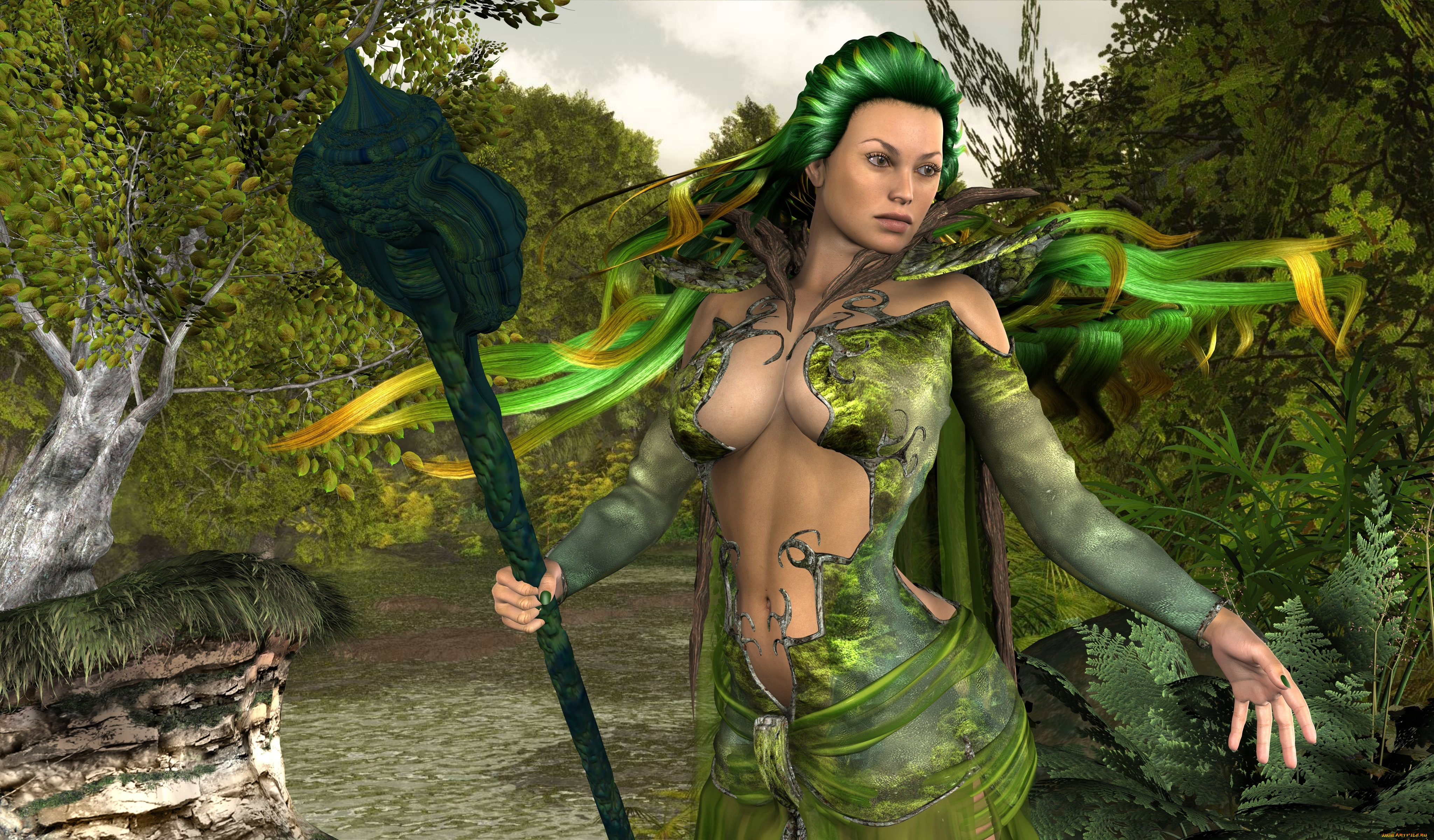 3д, графика, фантазия, , fantasy, взгляд, девушка, фон