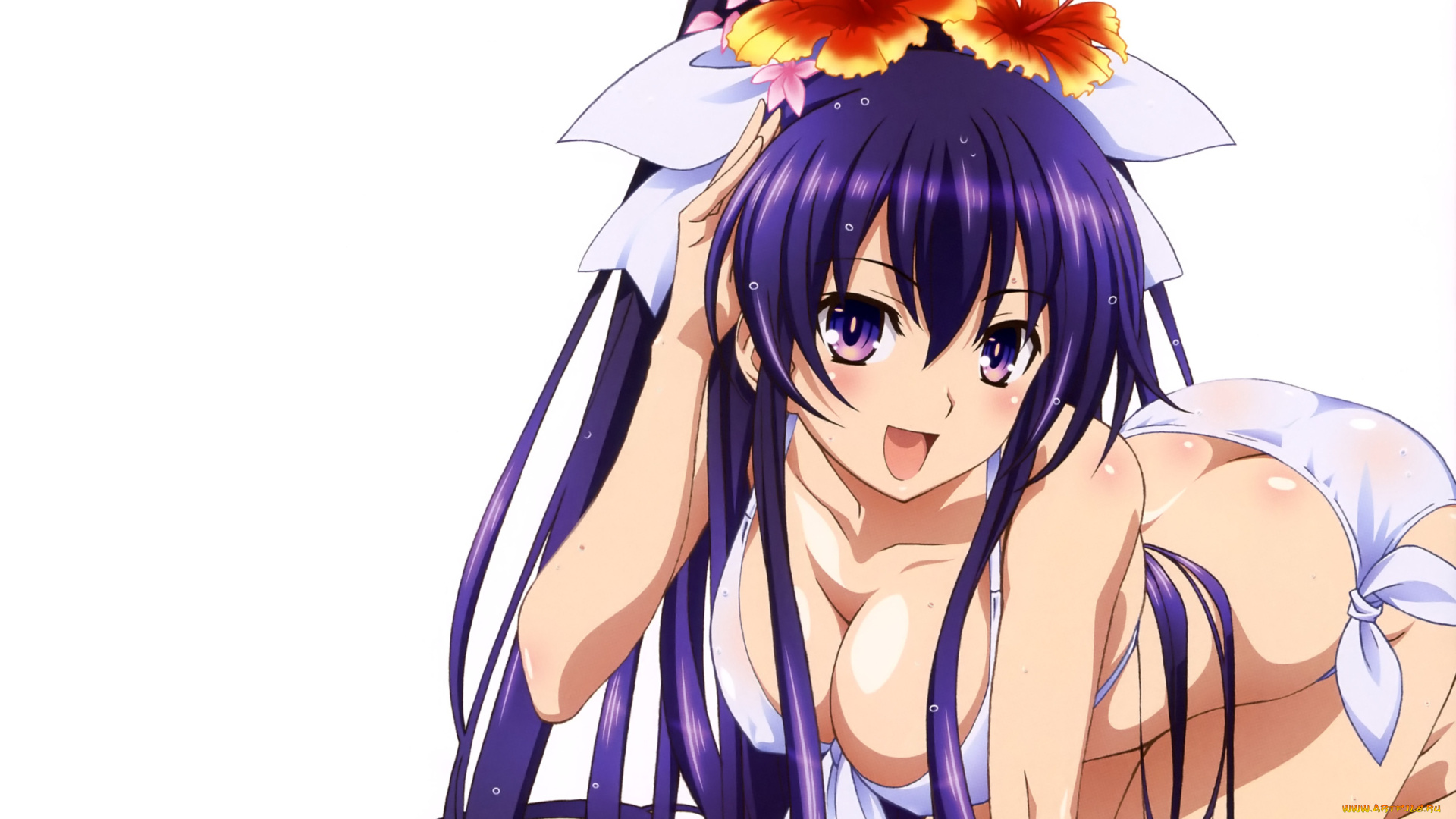 аниме, date, a, live, цветы, поза, девушка