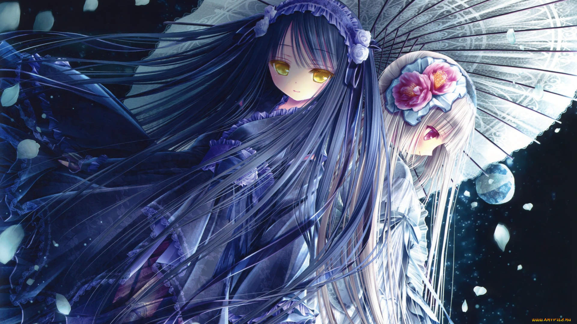 аниме, tinkerbell, , artbook, девочки, мячи, арт, зонт