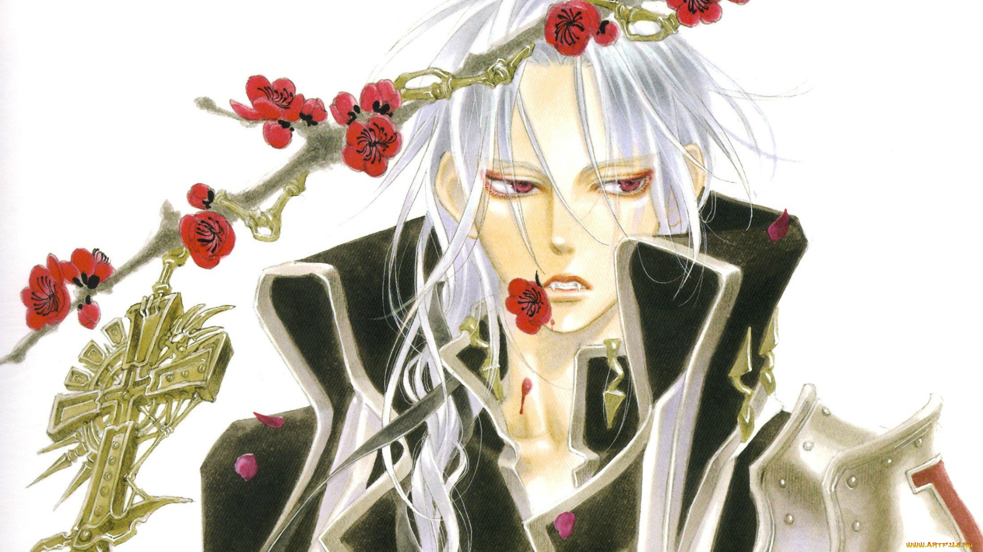 аниме, trinity, blood, черный, рыцарь, крест, trinity, blood, красные, глаза, вампир, abel, nightroad, кровь, триединства