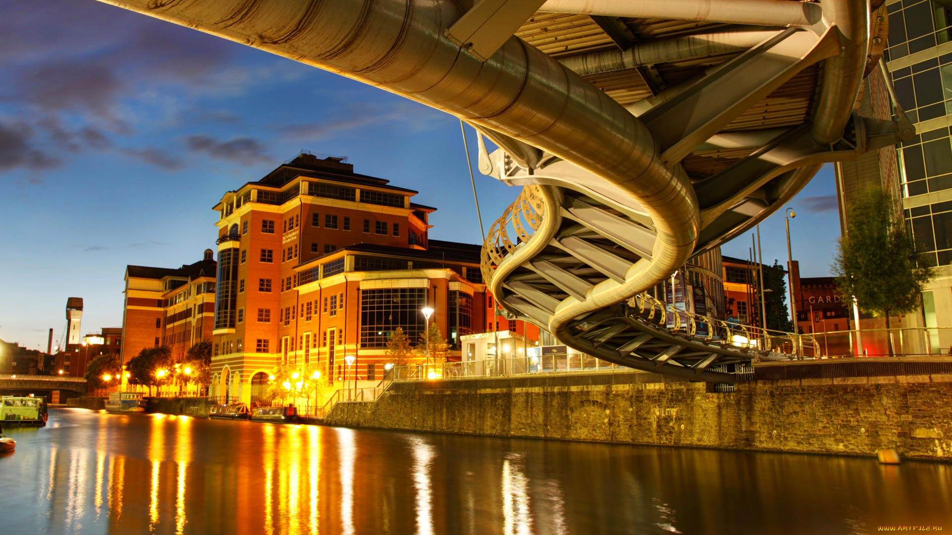 города, -, мосты, мост, англия, река