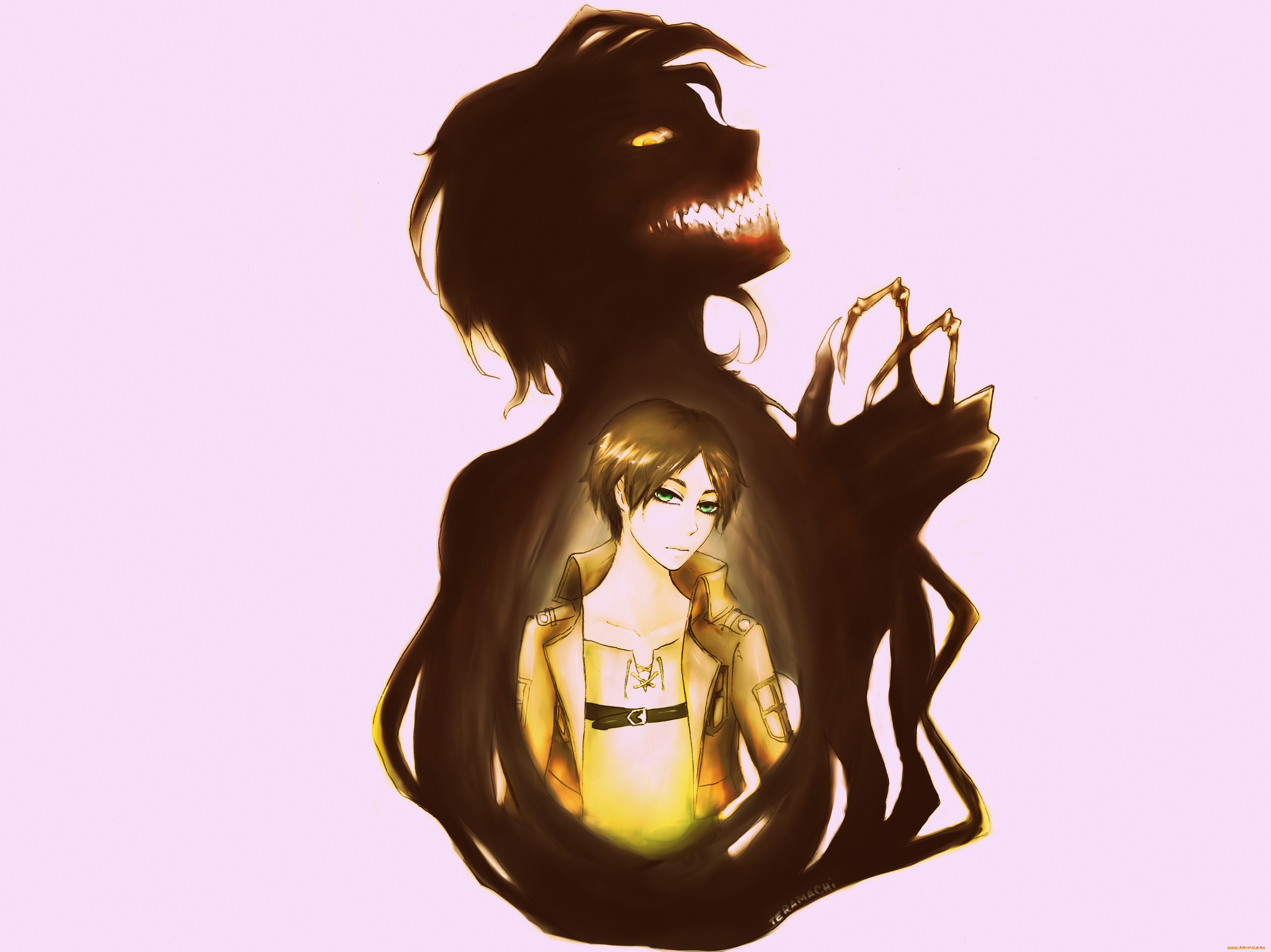 аниме, shingeki, no, kyojin, эрен, атака, титанов