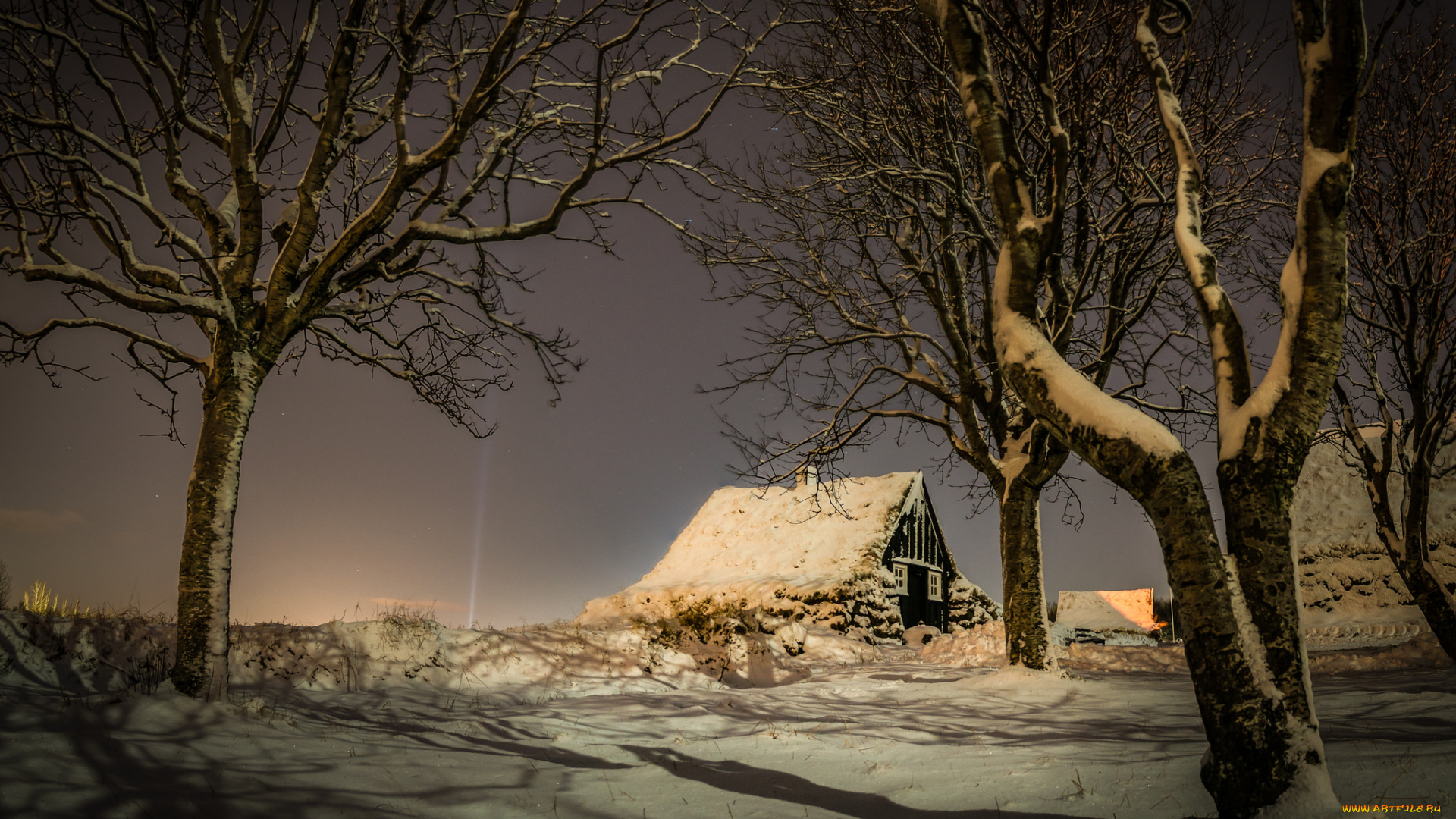 города, -, пейзажи, ночь, зима