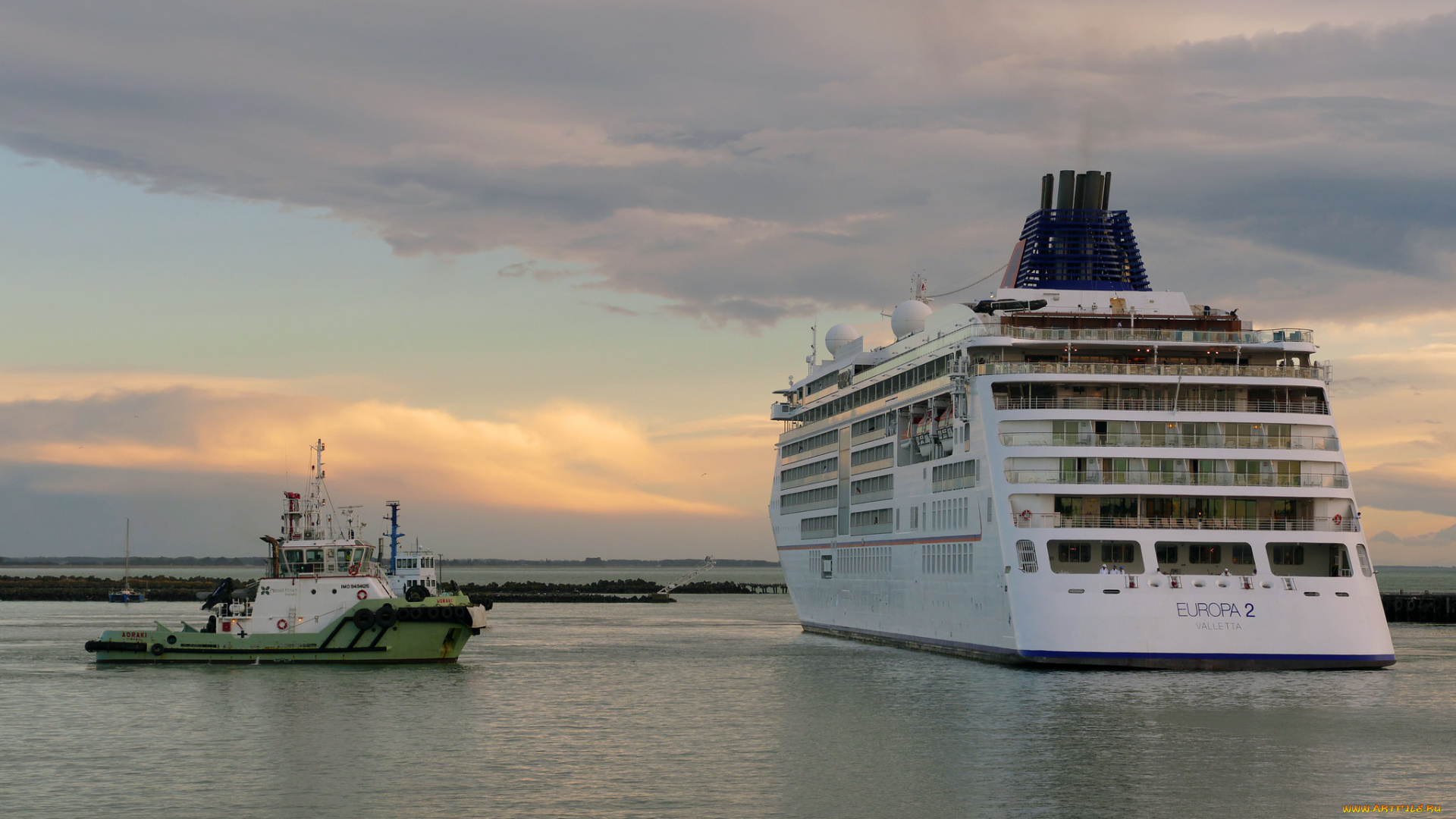 корабли, разные, вместе, круиз, лайнер