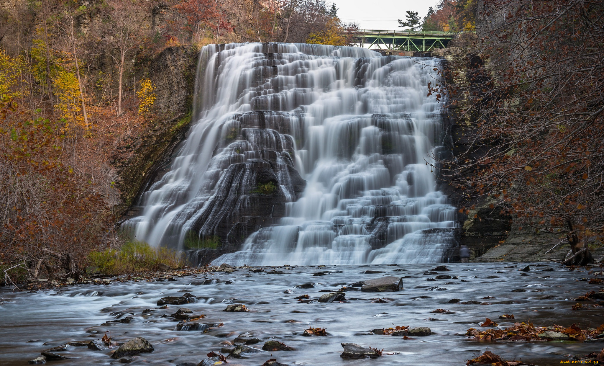 природа, водопады, водопад, лес, река