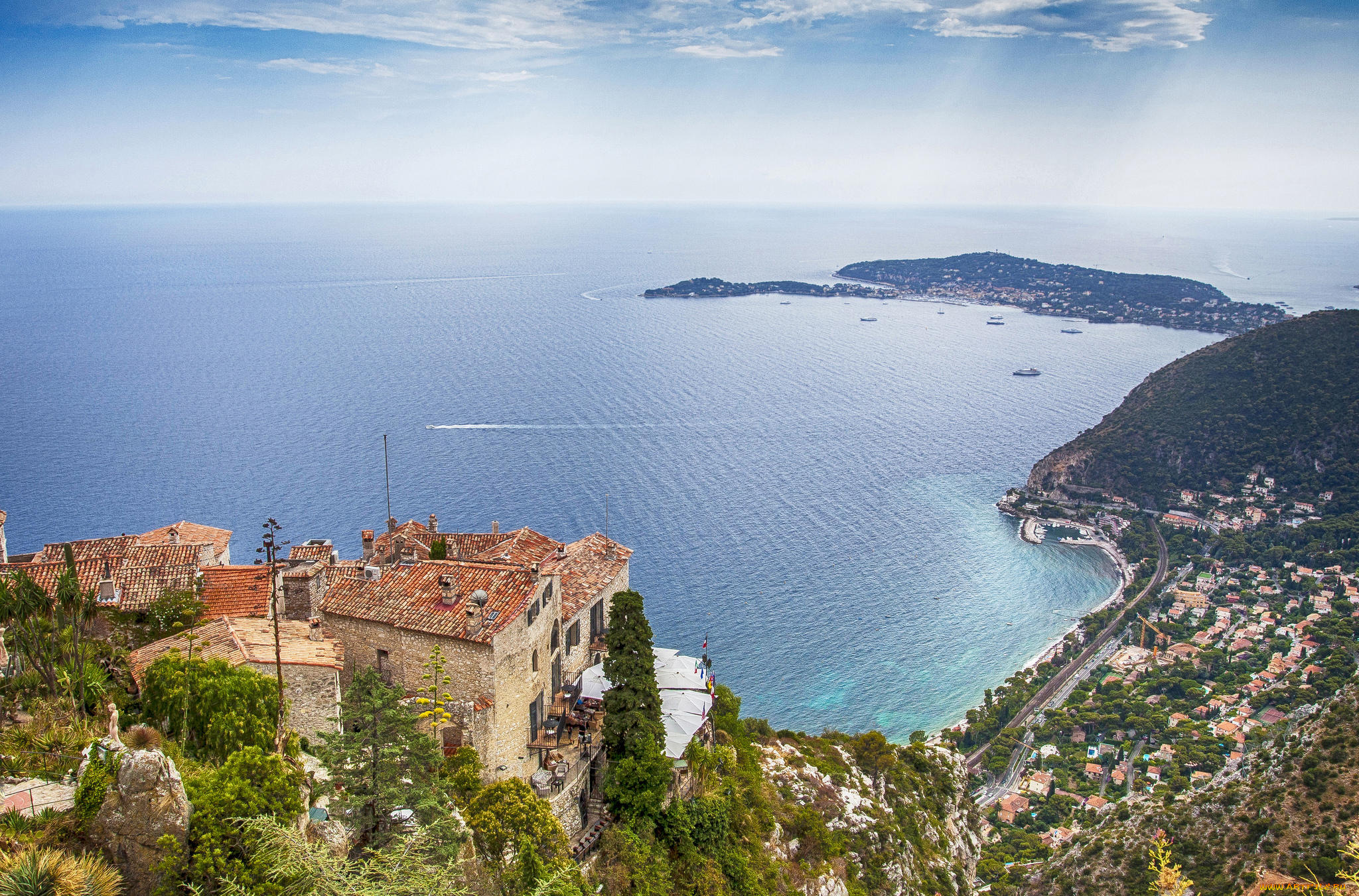 города, -, панорамы, средиземное, море, прованс, лазурный, берег, альпы, франция