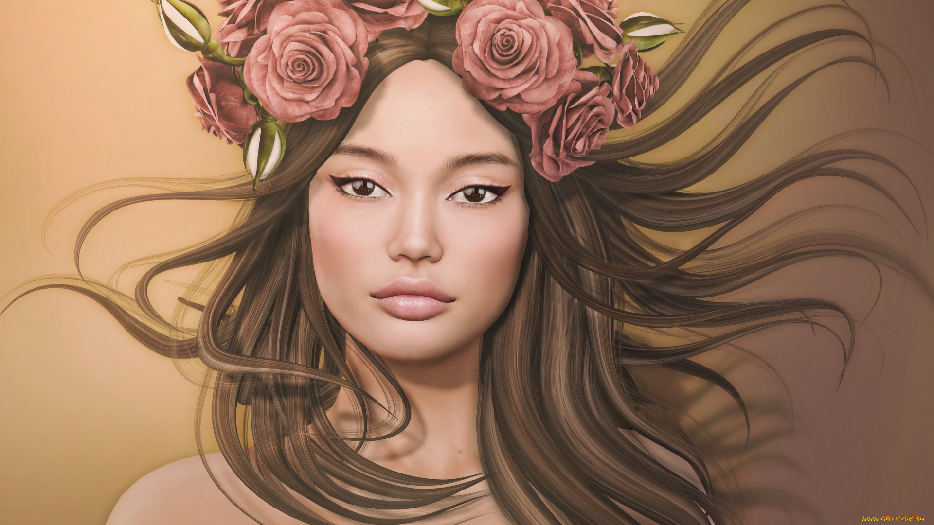 3д, графика, портрет, , portraits, взгляд, фон, девушка