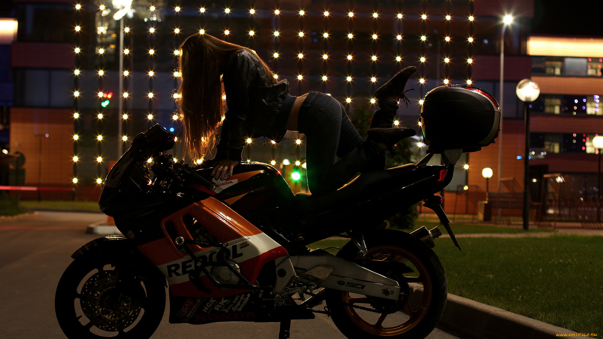 мотоциклы, мото, с, девушкой, honda, красивая, девушка