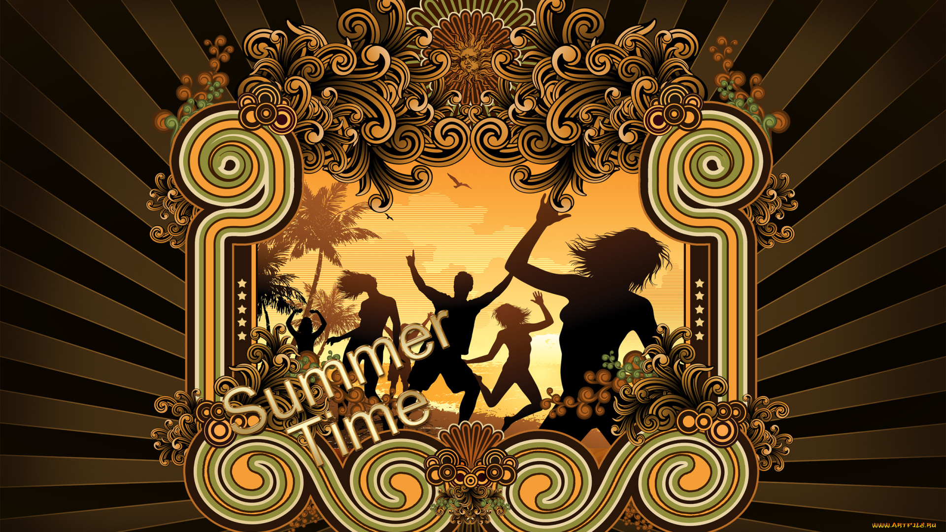 векторная, графика, другое, , other, взгляд, фон, танцы, девушки