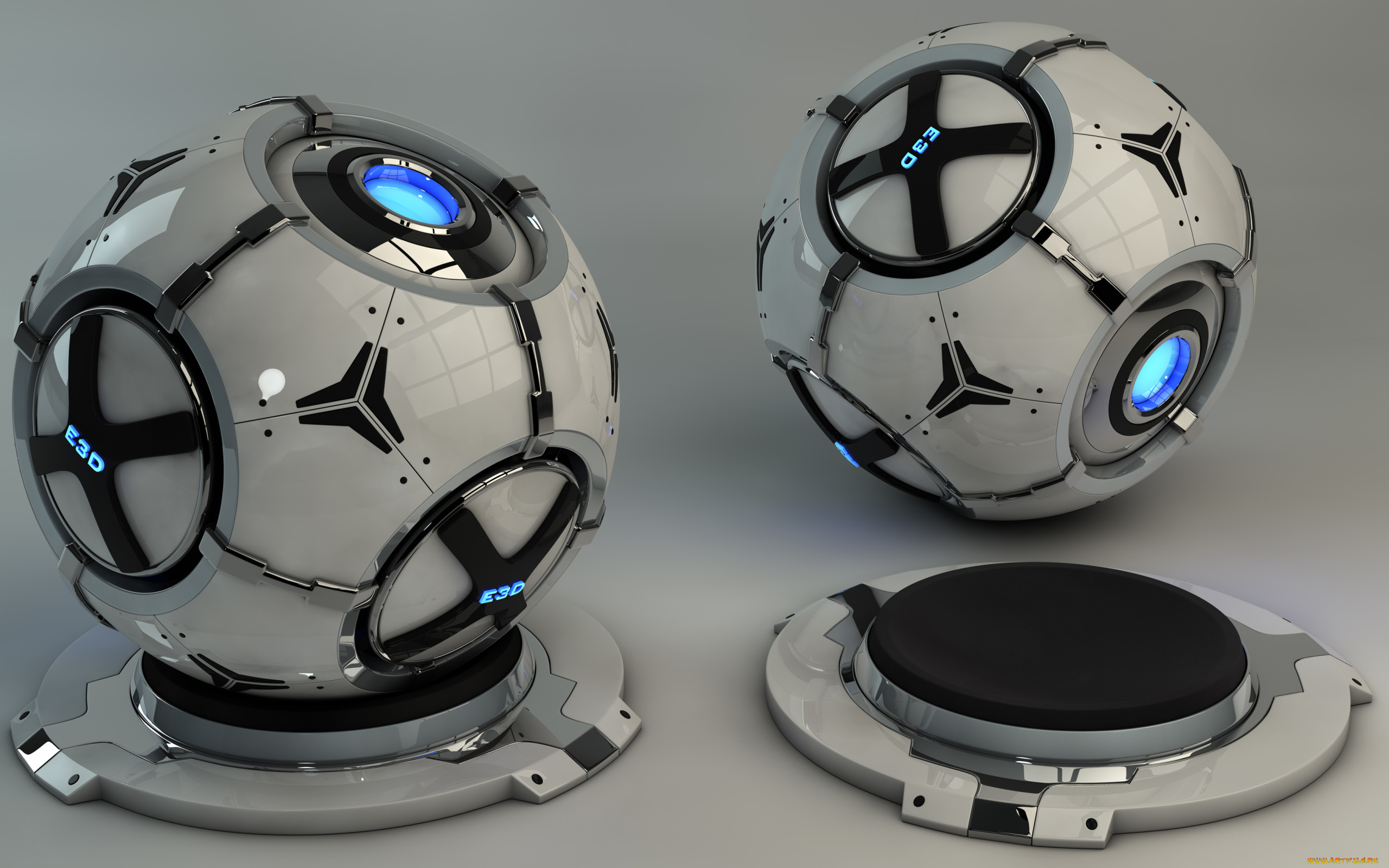 3д, графика, шары, , balls, две, сфера, на, сером, фоне