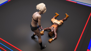 обоя 3д графика, спорт , sport, бокс, ринг, фон, взгляд, девушки