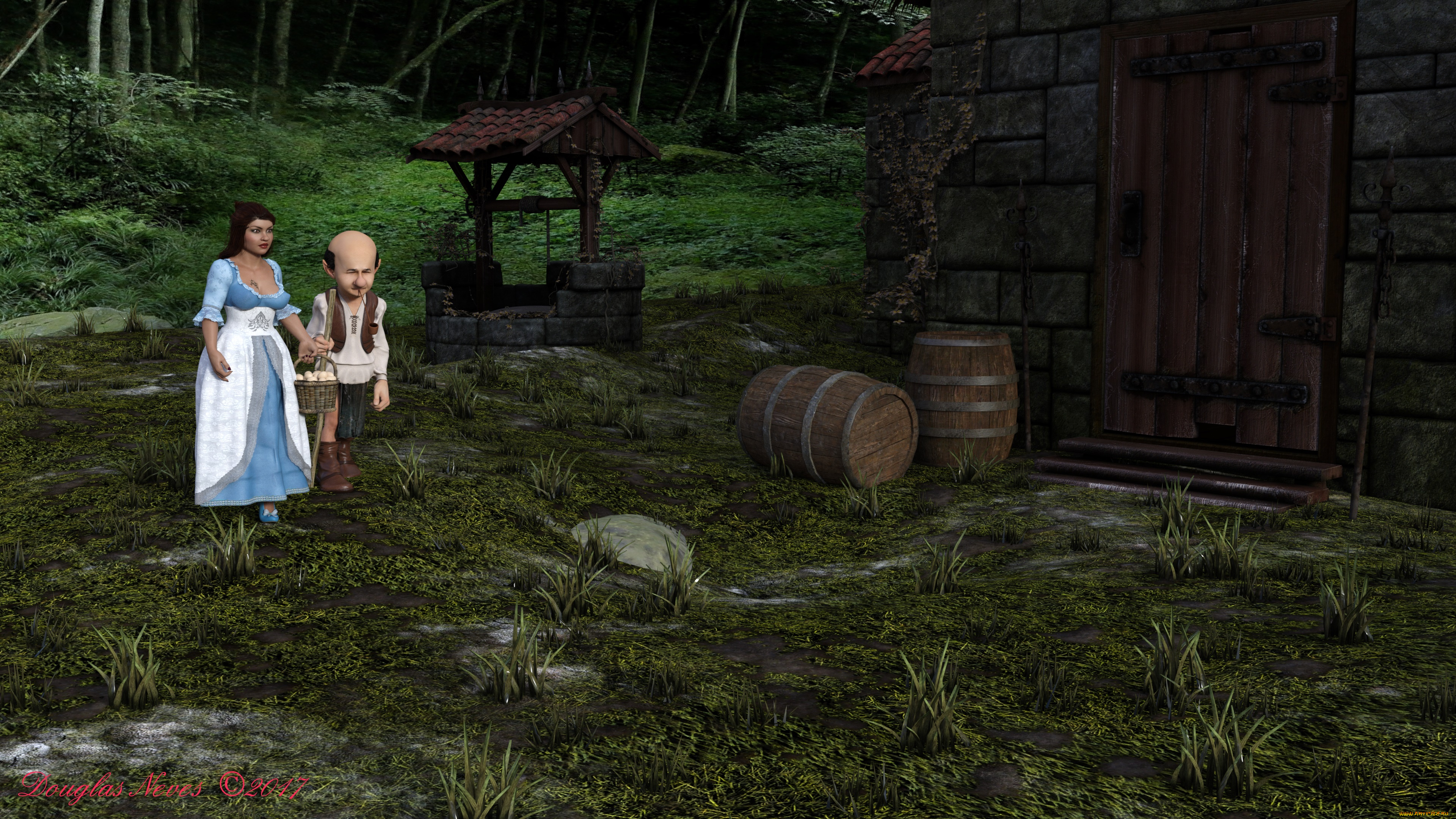 3д, графика, фантазия, , fantasy, фон, девушка, взгляд