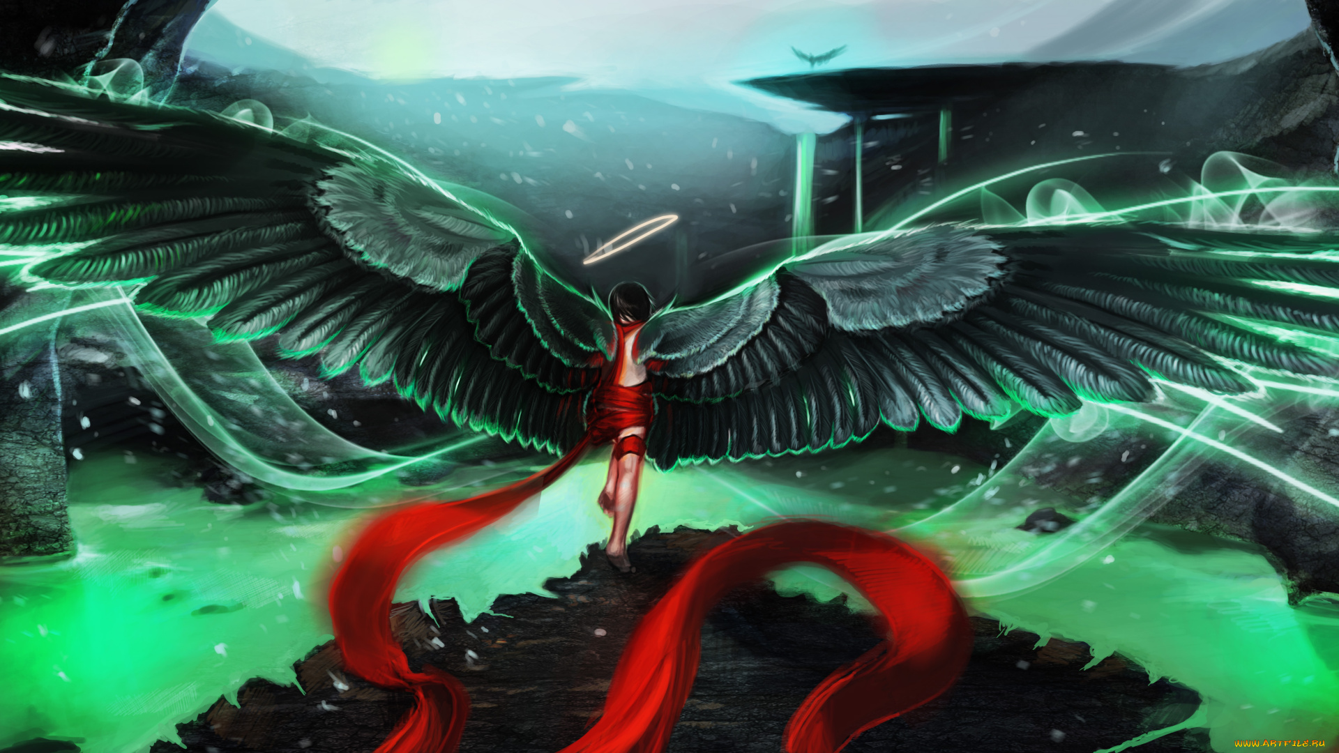 фэнтези, ангелы, крылья, фон, ребенок