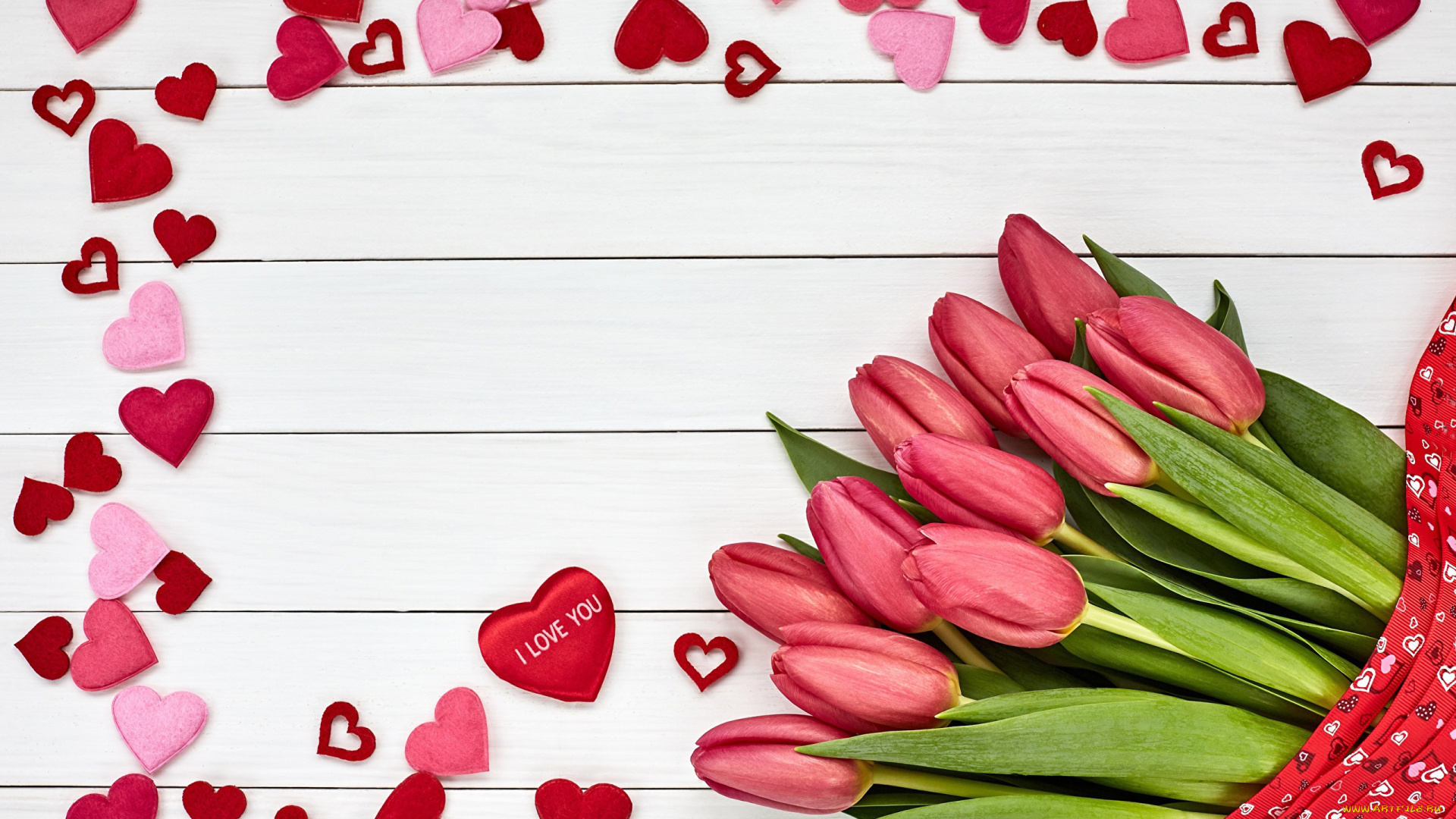 праздничные, день, святого, валентина, , сердечки, , любовь, надпись, признание, сердечки, тюльпаны
