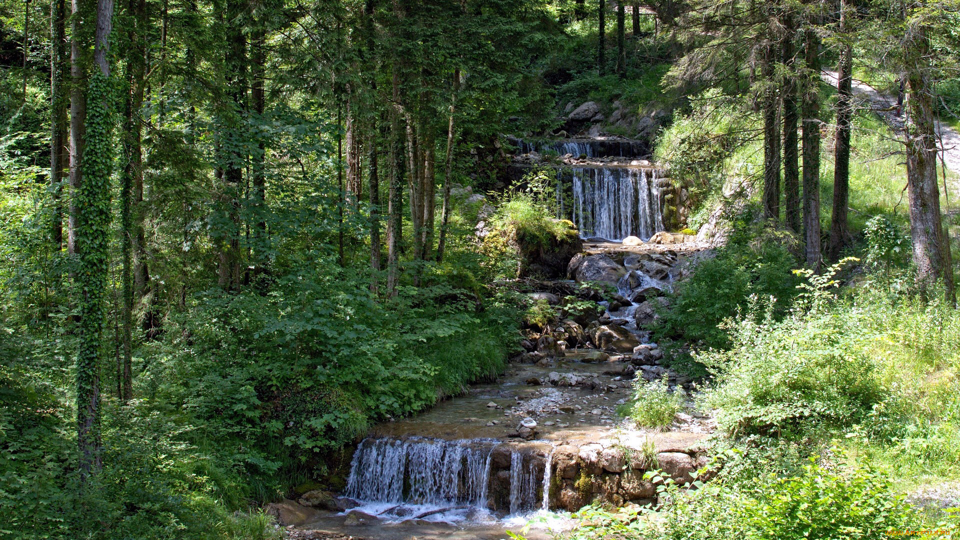 природа, водопады, вода, водопад, поток