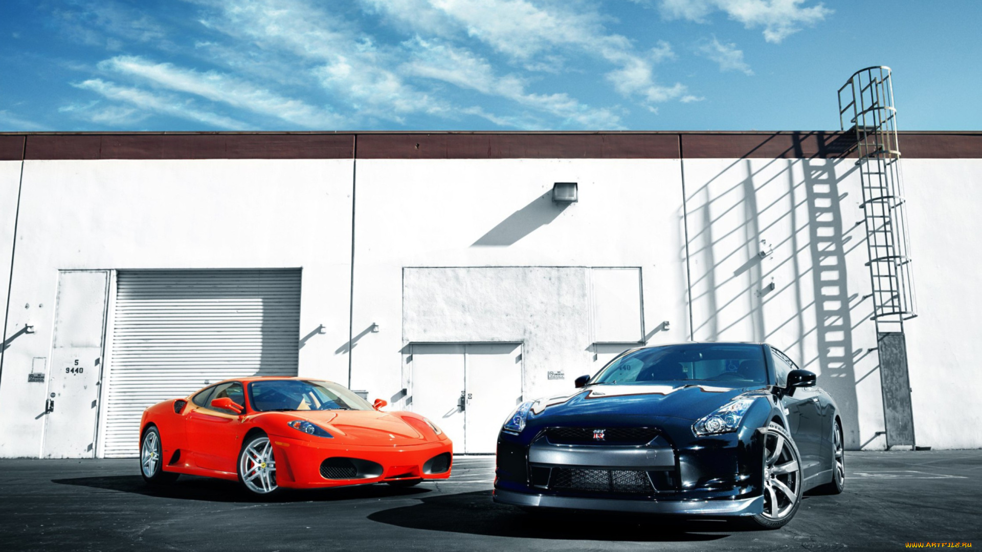 автомобили, nissan, datsun, красный, черный, здание