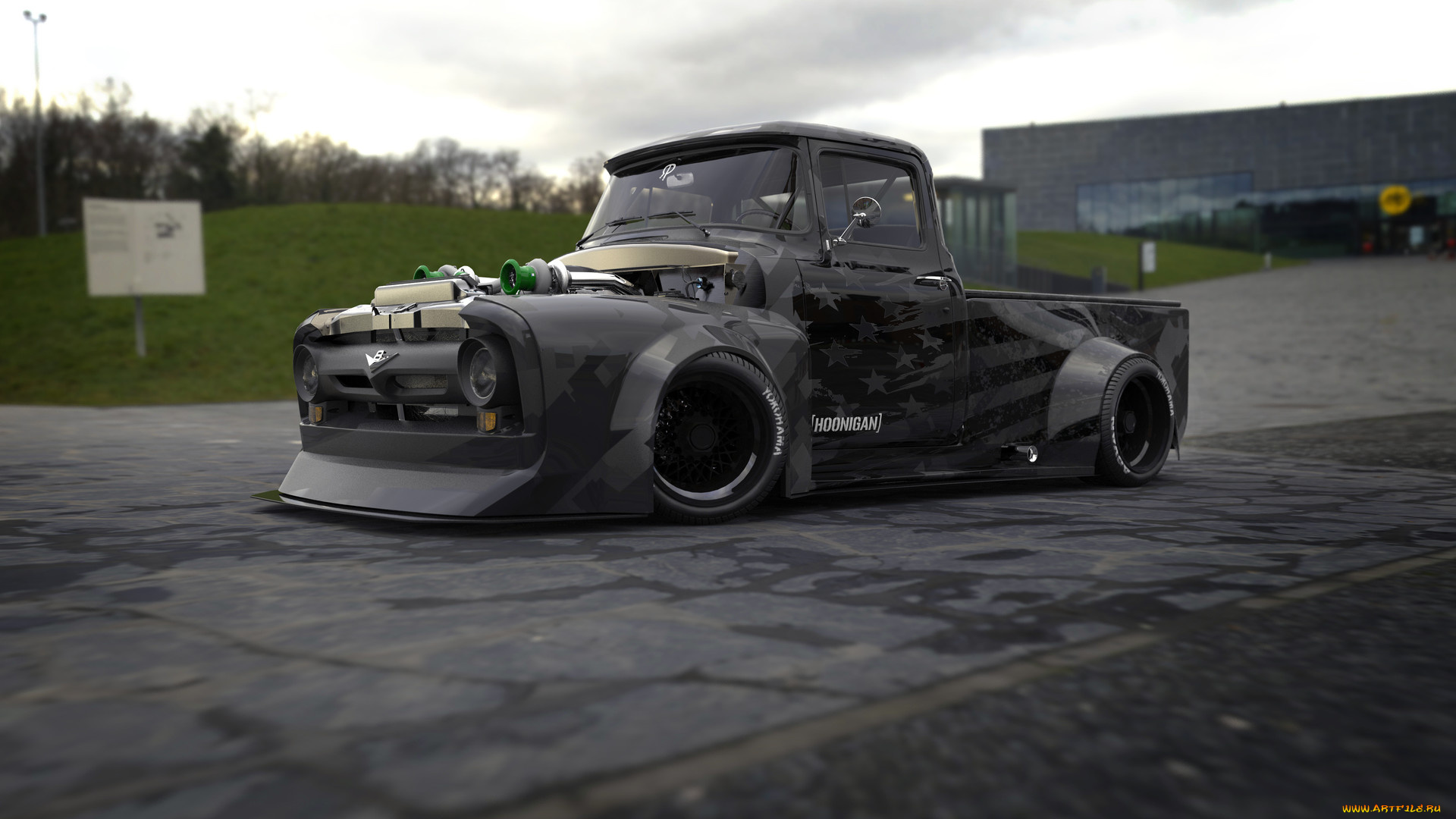 ford, f100, 1956, hoonigan, edition, автомобили, 3д, ford, f100, 1956, hoonigan, edition