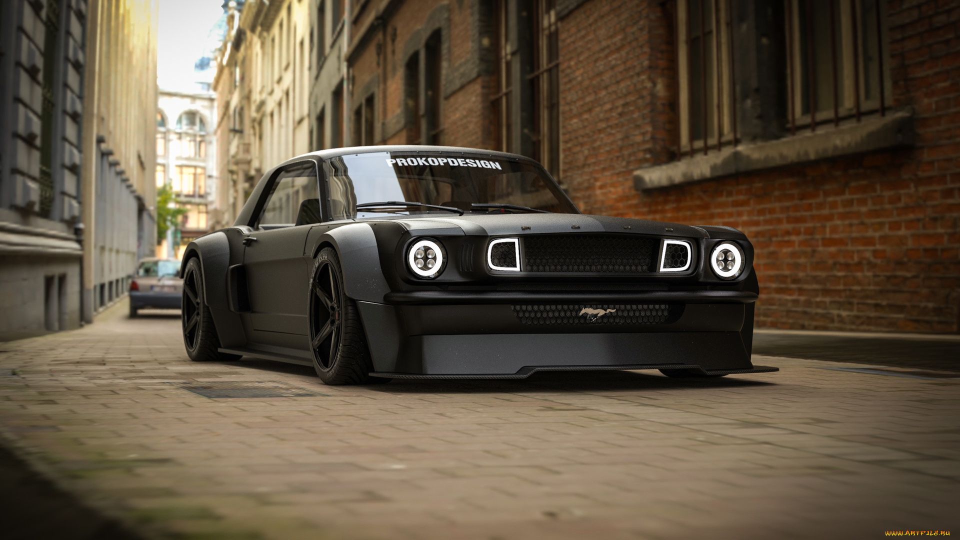 ford, mustang, gt, 1965, black, horse, автомобили, 3д, ford, mustang, gt, 1965, black, horse