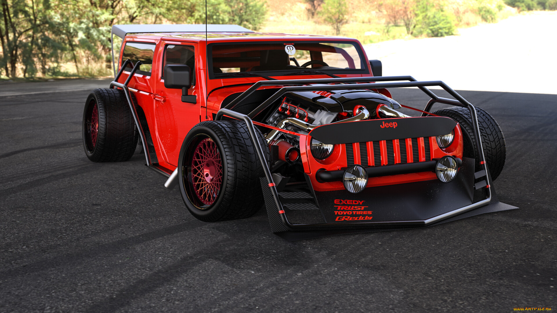 jeep, wrangler, hot, rod, автомобили, 3д, jeep, wrangler, hot, rod