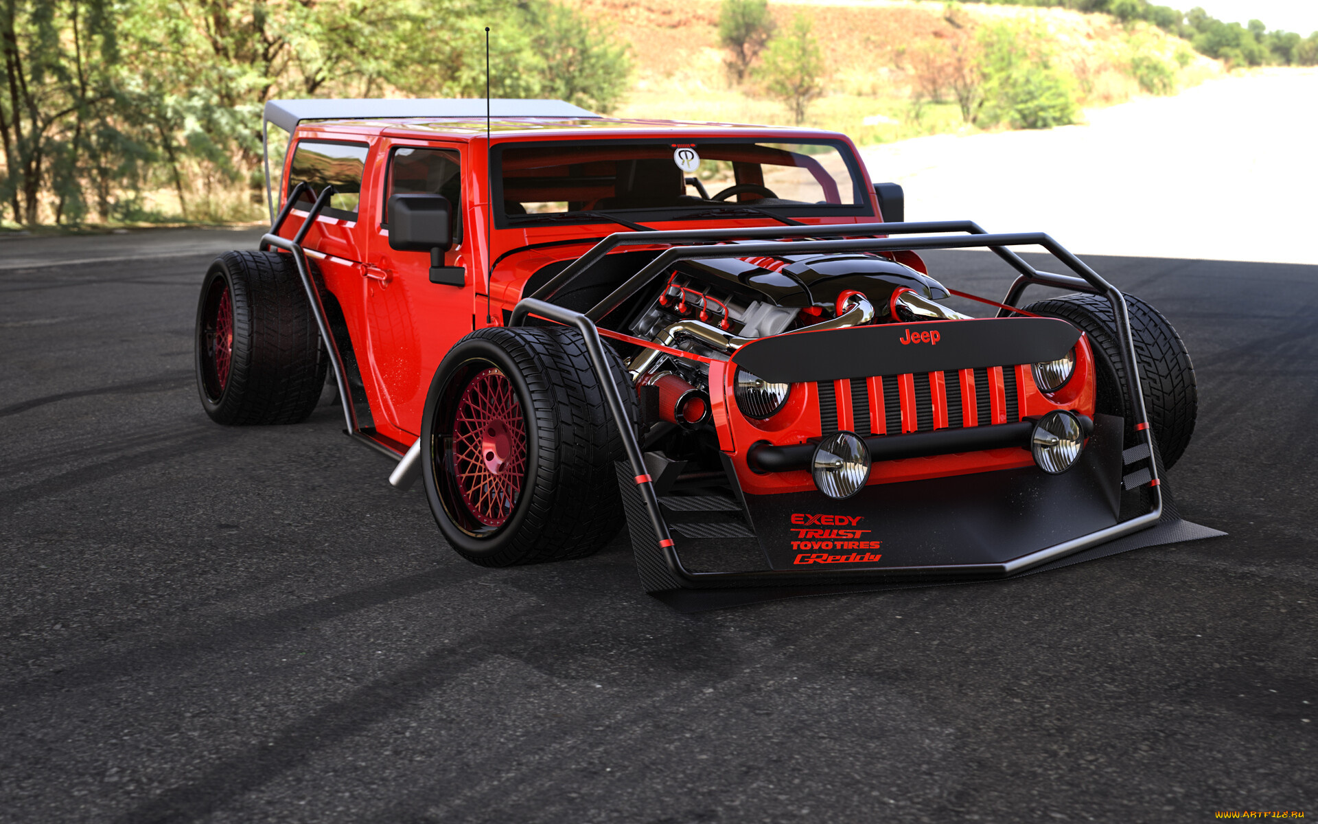 jeep, wrangler, hot, rod, автомобили, 3д, jeep, wrangler, hot, rod