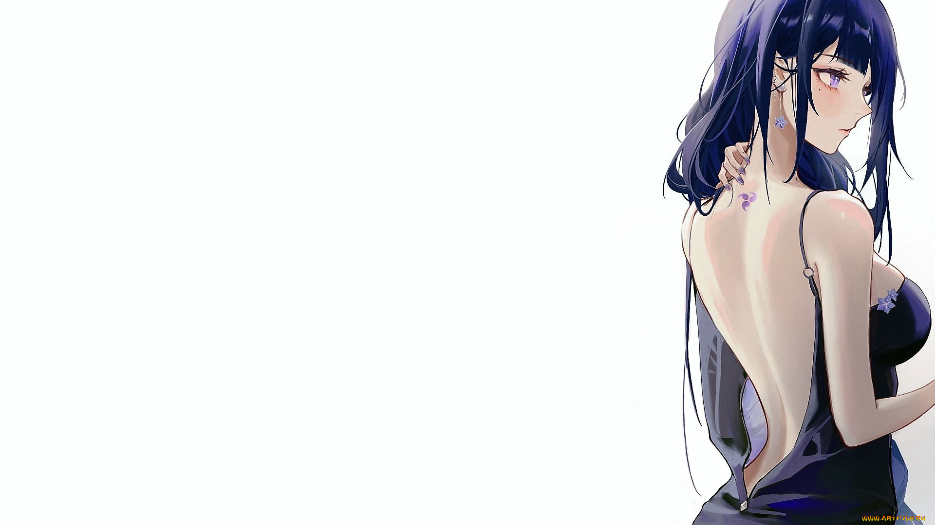 аниме, genshin, impact, девушка, спина