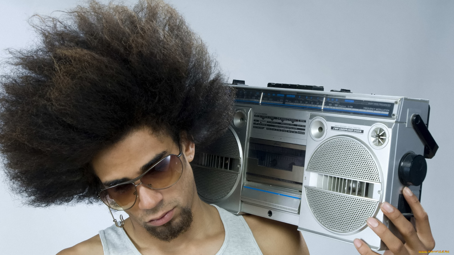 мужчины, -unsort, лицо, очки, магнитофон