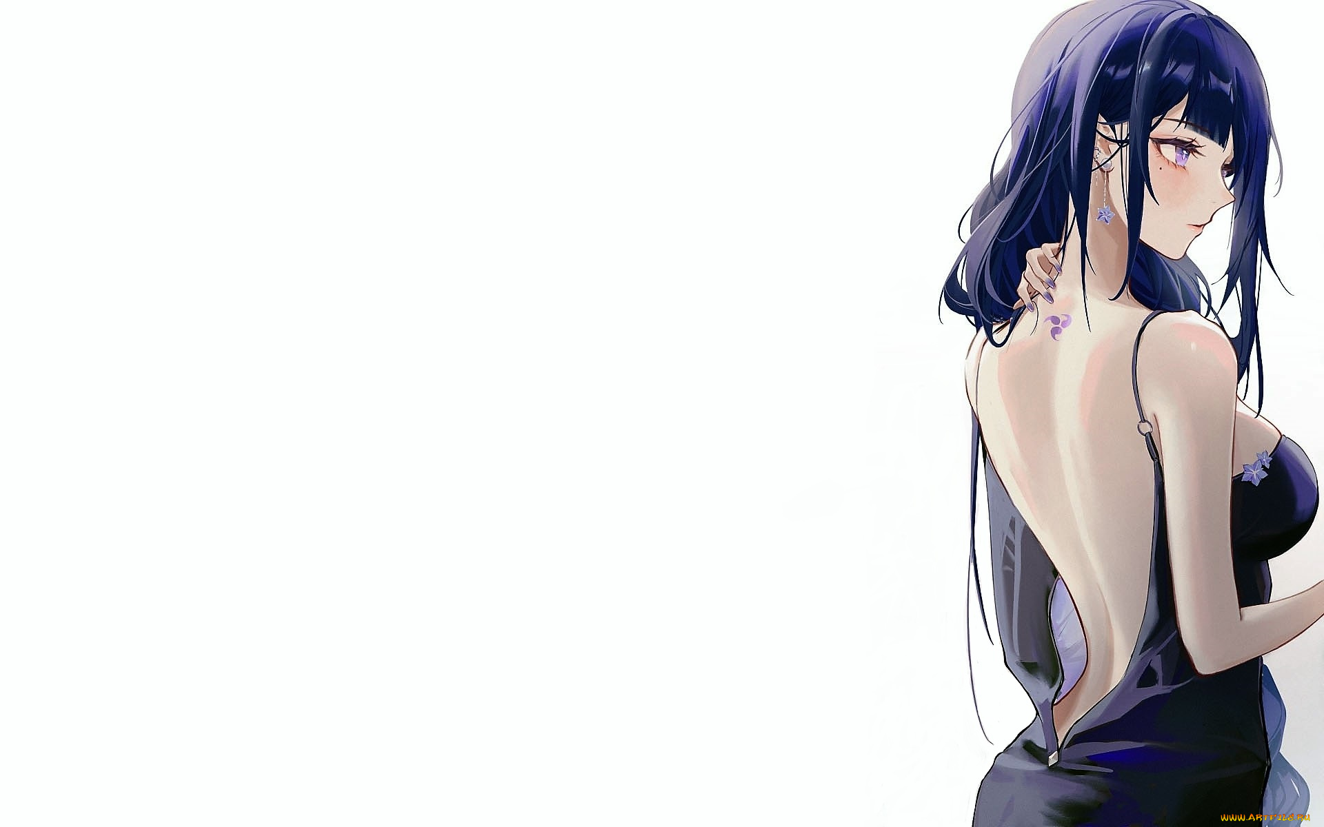 аниме, genshin, impact, девушка, спина