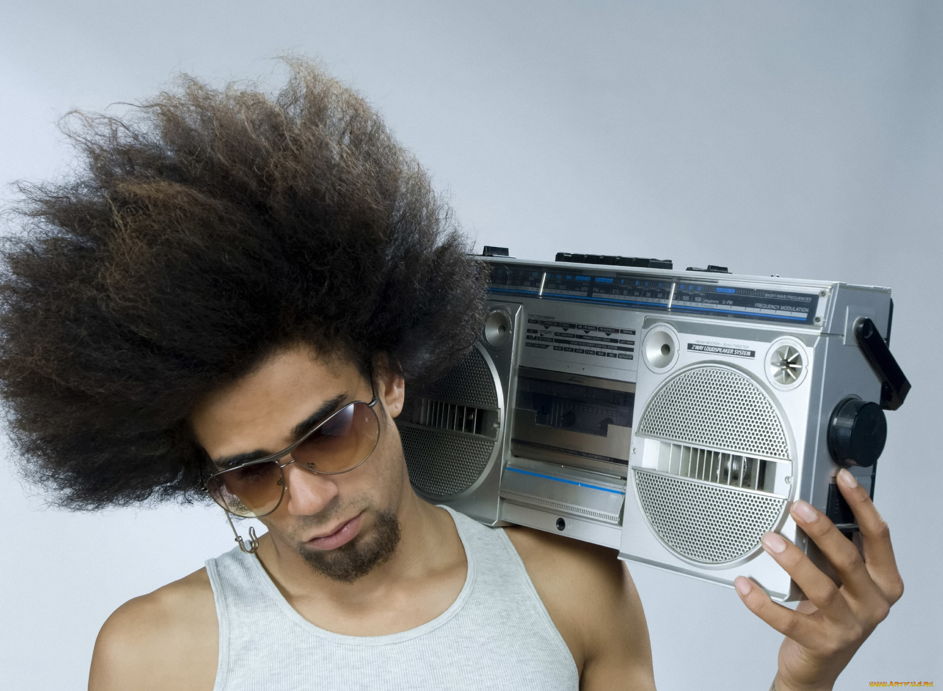 мужчины, -unsort, лицо, очки, магнитофон