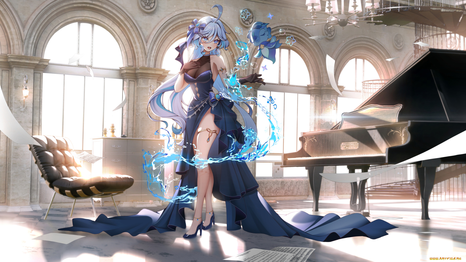 аниме, genshin, impact, девушка, взгляд