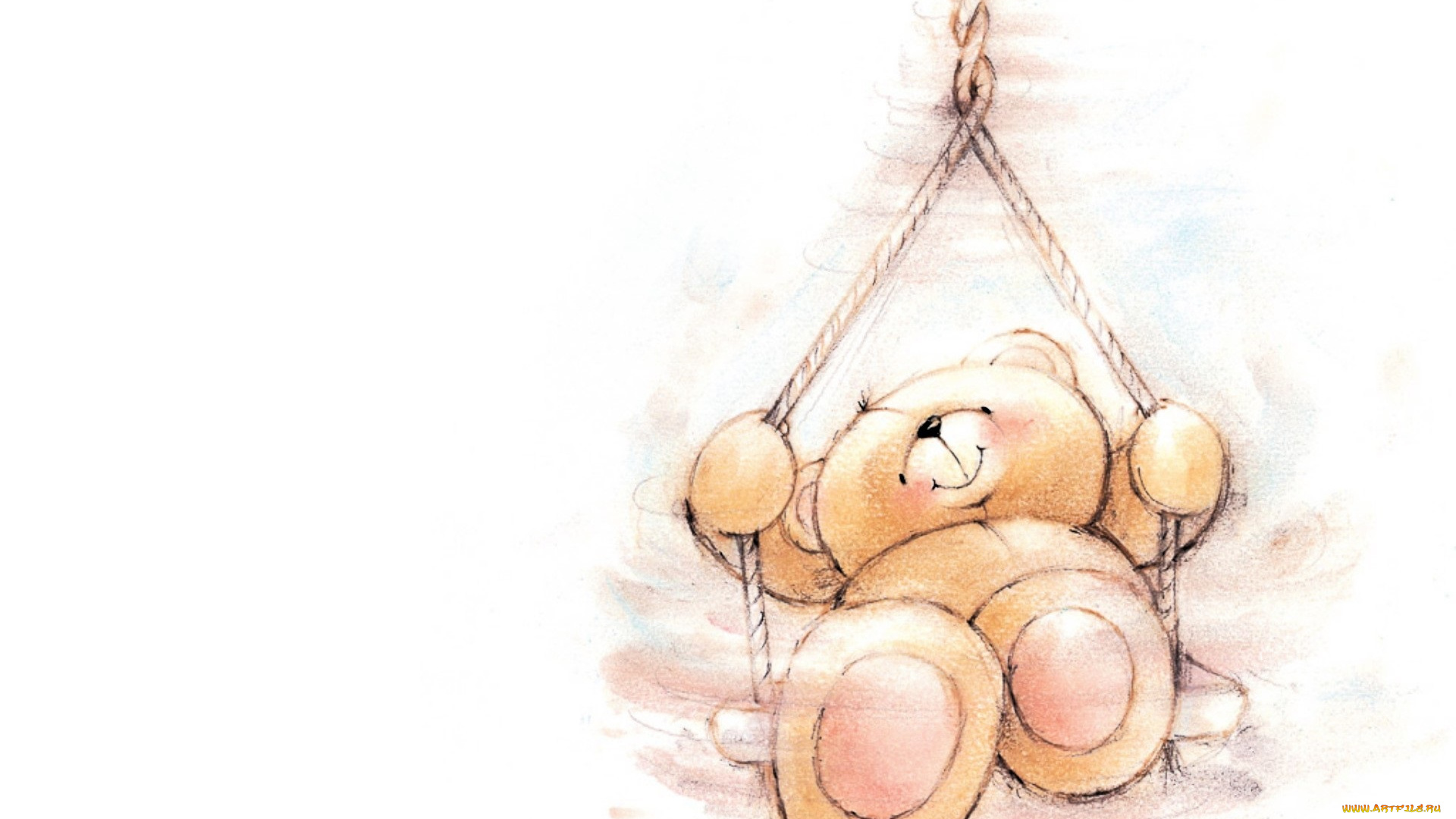 рисованное, мишки, тэдди, мишка, качели