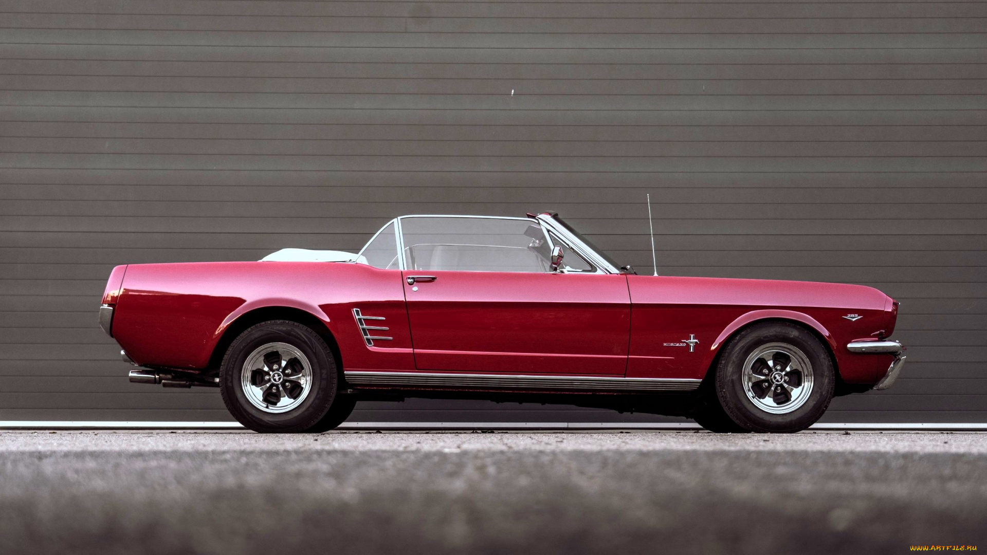 автомобили, mustang, красный, кабриолет, стена