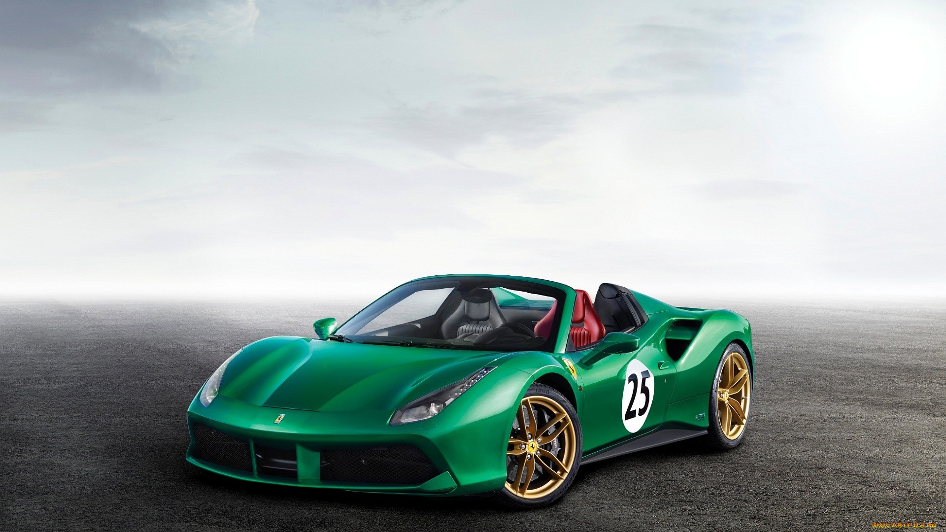 ferrari, 488, spider, the, green, jewel, автомобили, ferrari, зеленый, туман