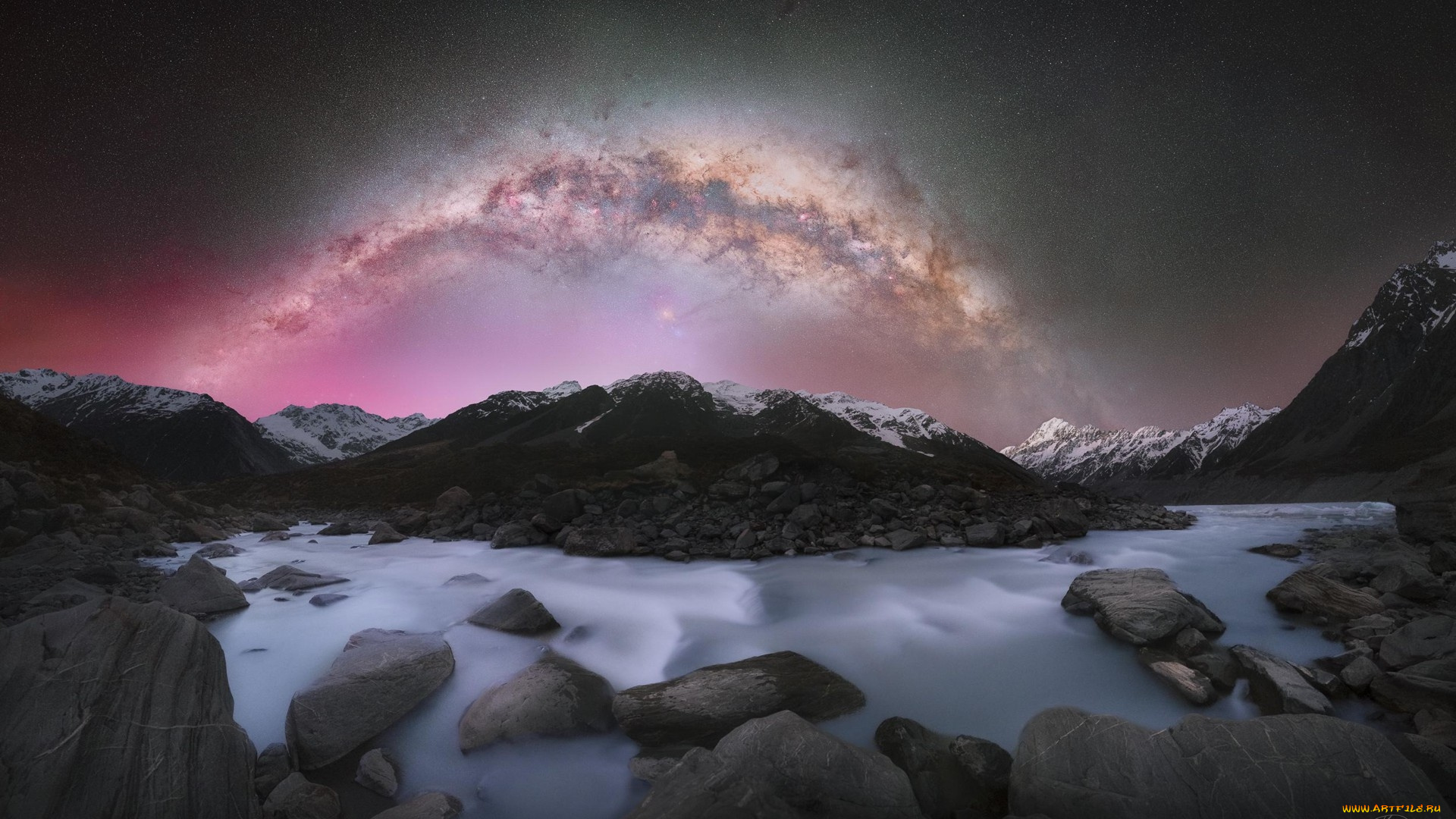 milky, way, aoraki, mount, cook, national, park, new, zealand, природа, горы, milky, way, mount, cook, national, park, new, zealand