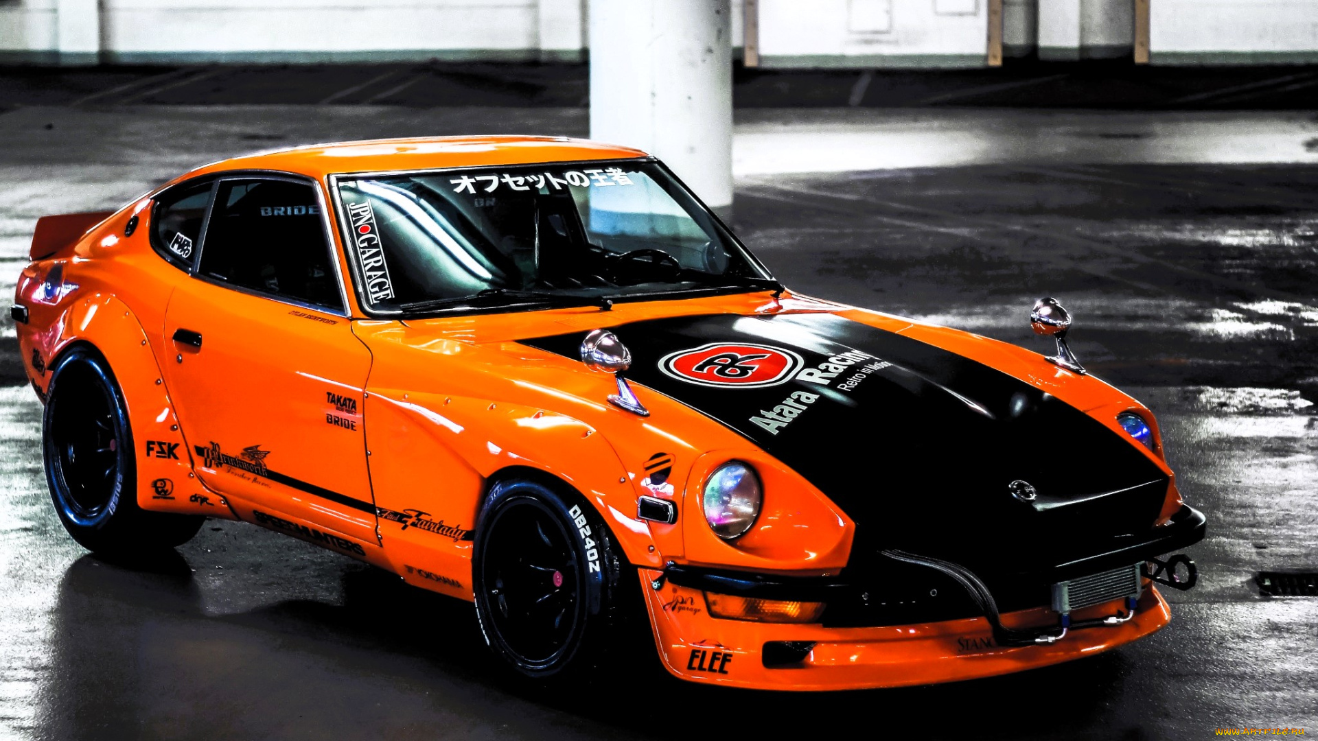 nissan, 240z, автомобили, nissan, datsun, желтый, парковка