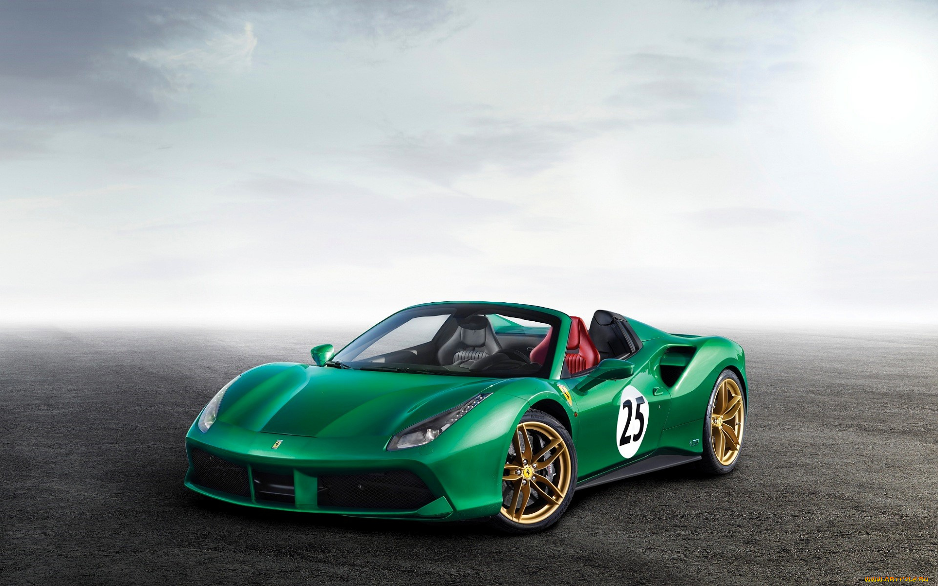 ferrari, 488, spider, the, green, jewel, автомобили, ferrari, зеленый, туман