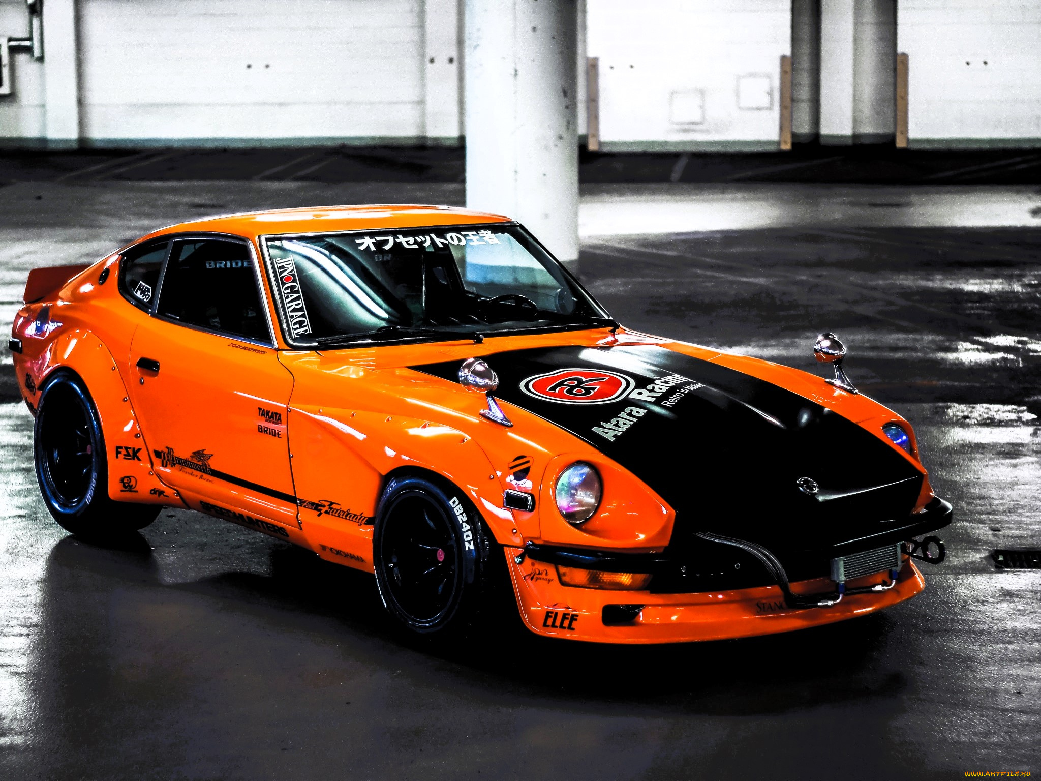 nissan, 240z, автомобили, nissan, datsun, желтый, парковка