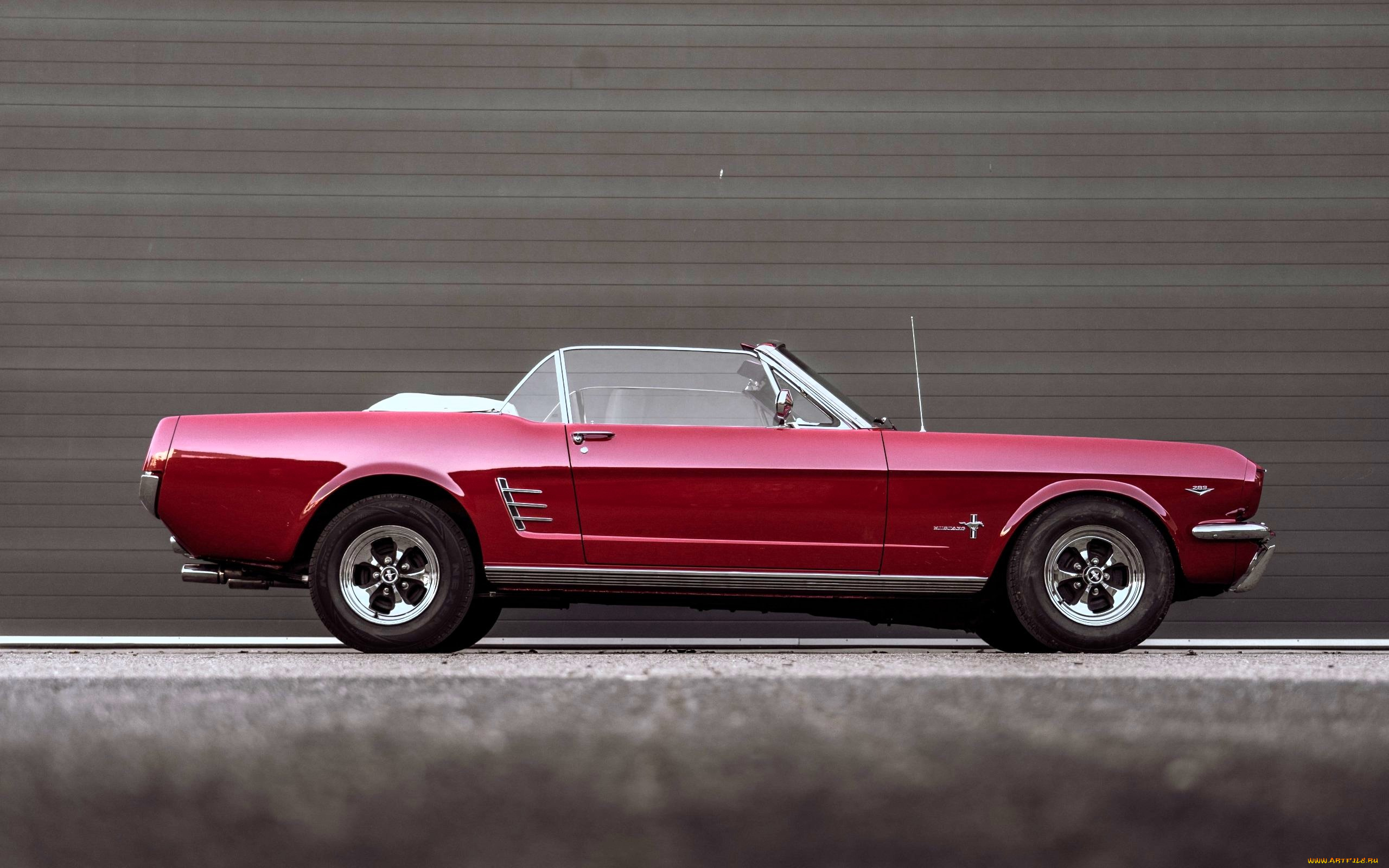 автомобили, mustang, красный, кабриолет, стена