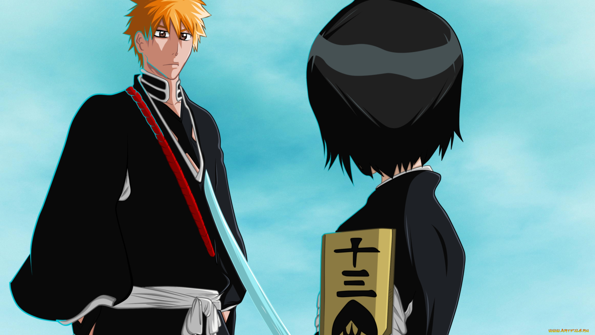 аниме, bleach, kurosaki, ichigo, kuchiki, rukia