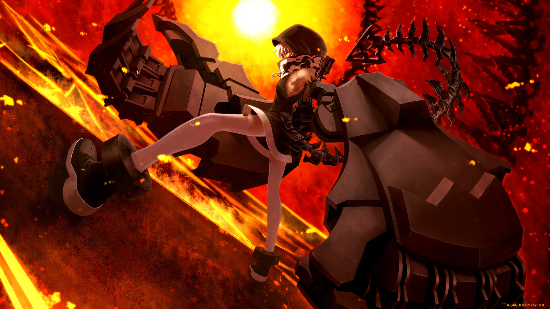 strength, аниме, black, rock, shooter