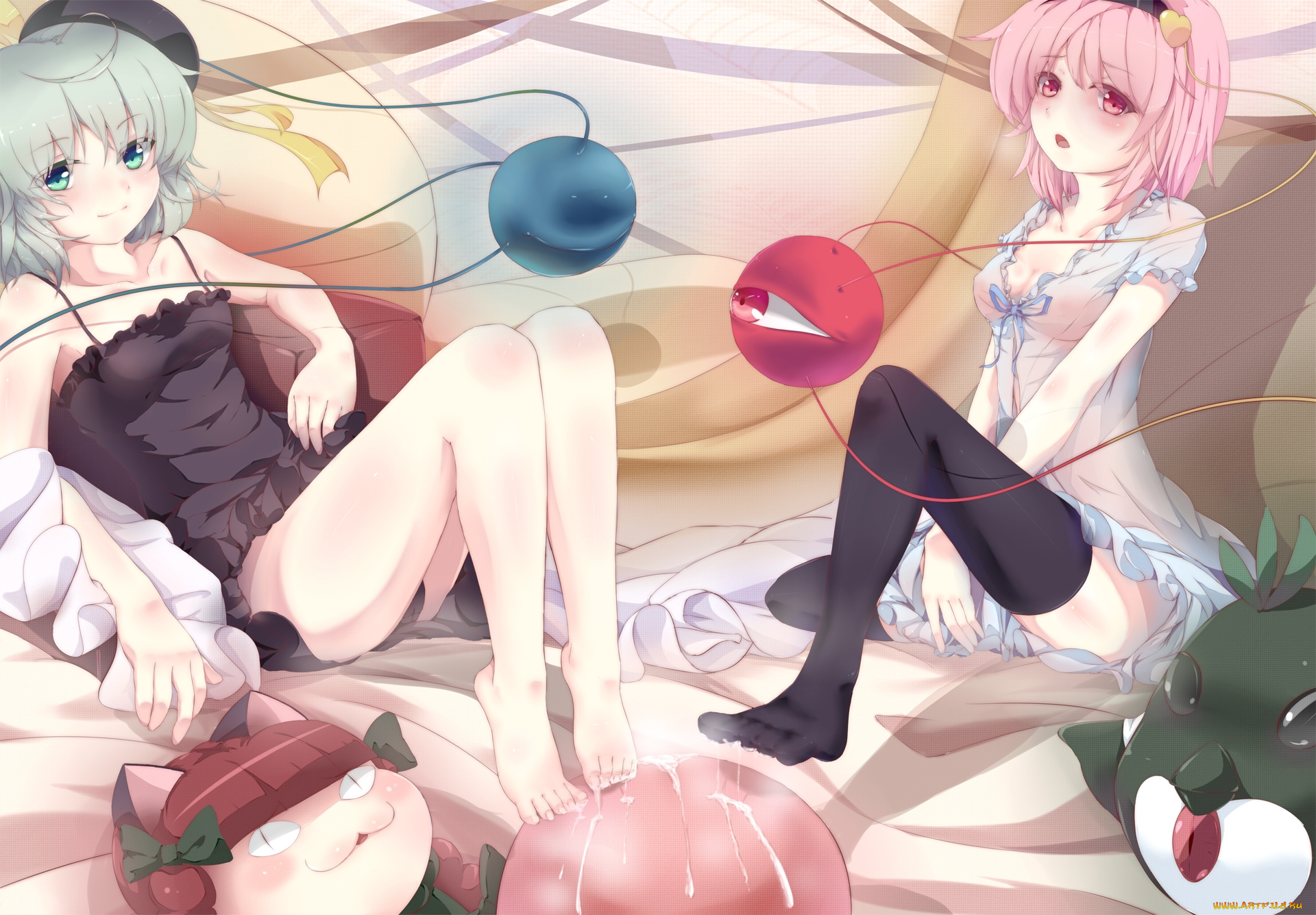 аниме, touhou, komeiji, satori, reiuji, utsuho, kaenbyou, rin, koishi