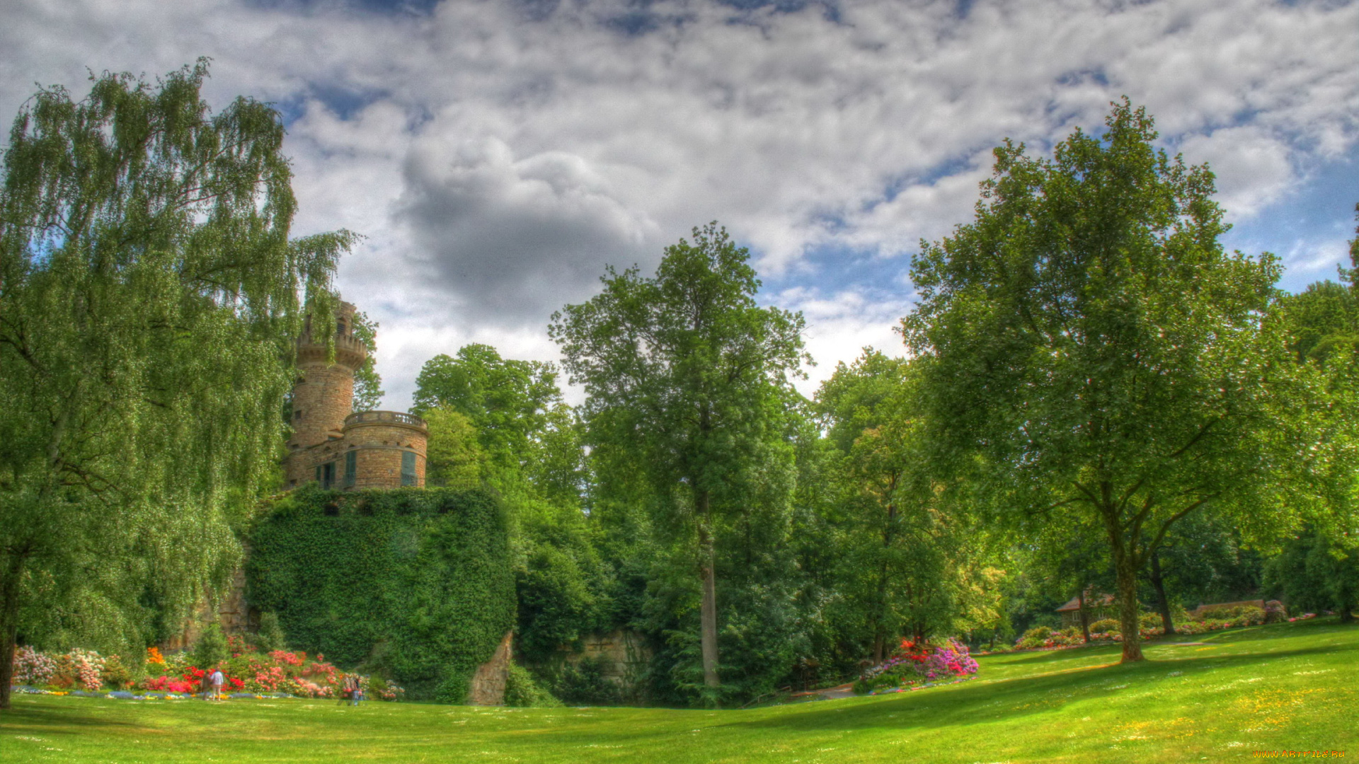 германия, парк, замка, людвигсбург, природа, лужайка