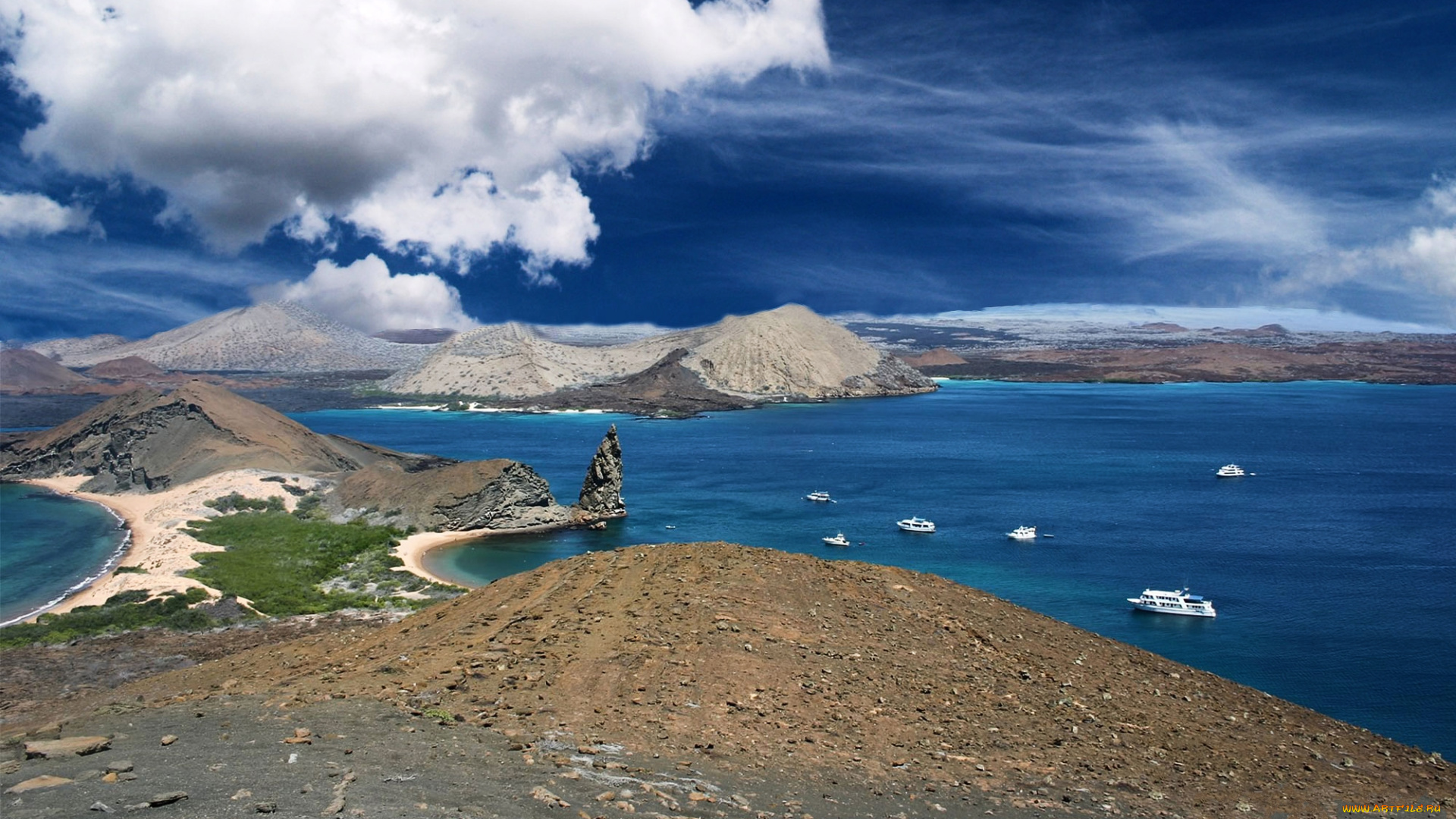 природа, побережье, океан, горы, острава, облака