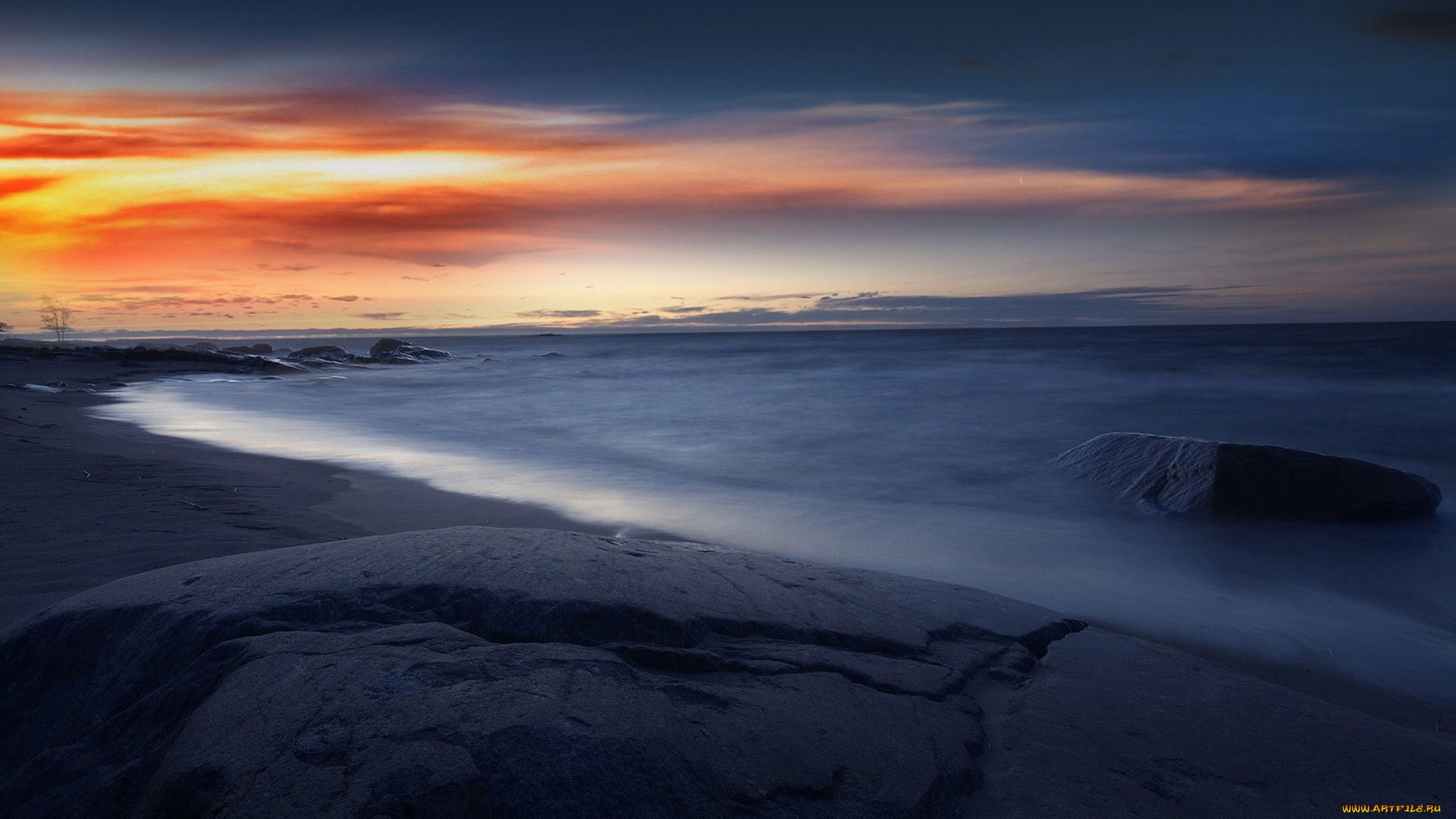 природа, побережье, пляж, тучи, волны, океан, камни