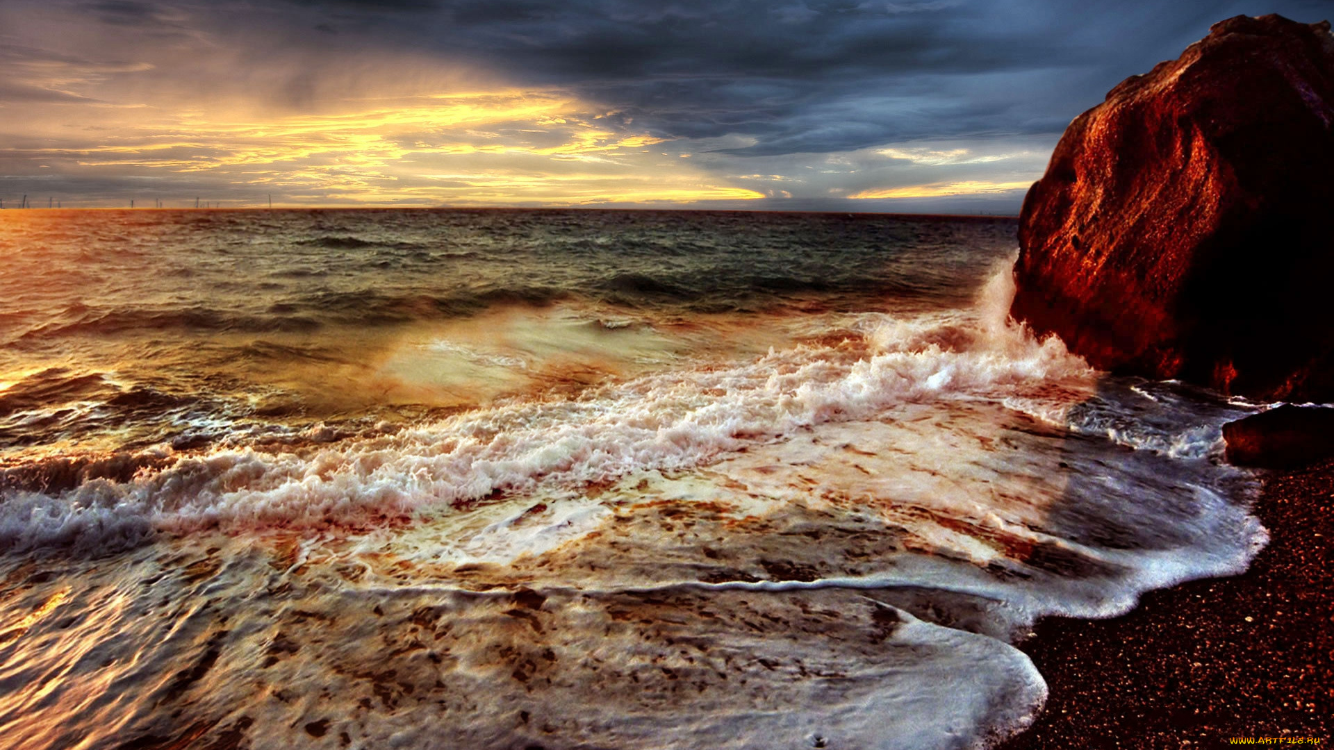 природа, побережье, скалы, камни, волны, океан