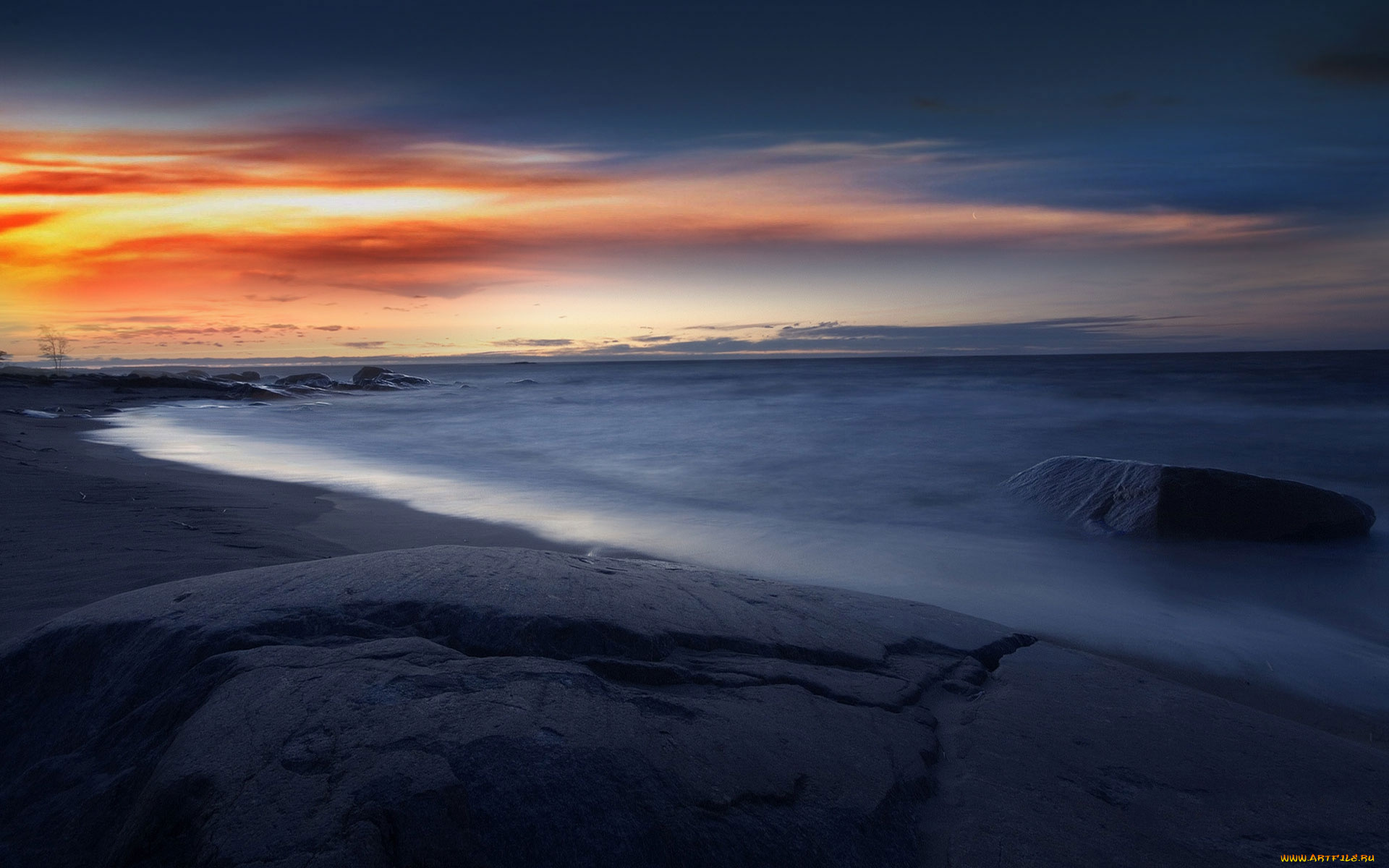 природа, побережье, пляж, тучи, волны, океан, камни