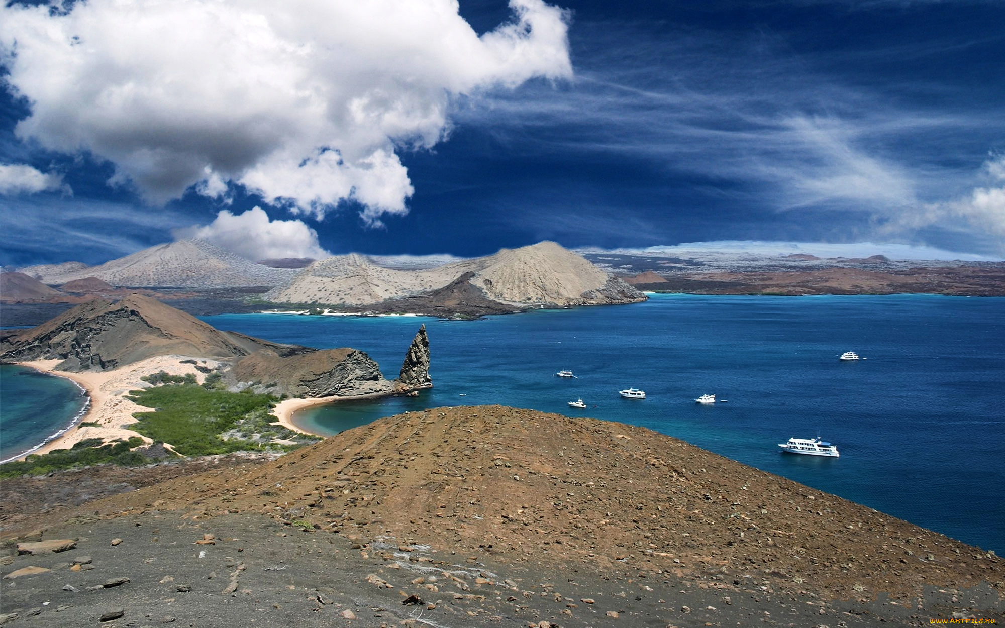 природа, побережье, океан, горы, острава, облака