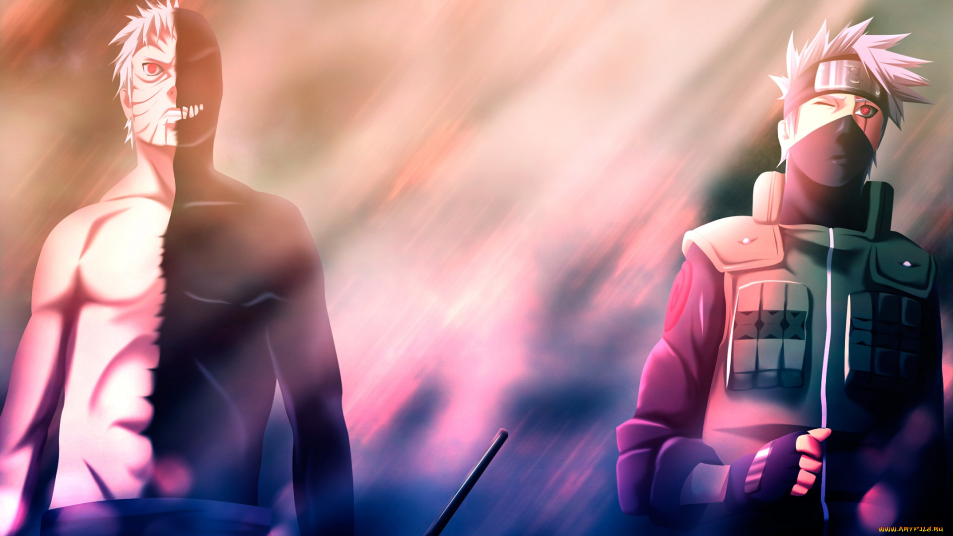 аниме, naruto, какаши, учиха, обито, ххатаке