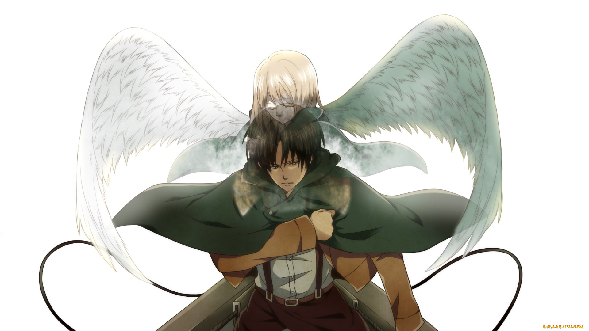 аниме, shingeki, no, kyojin, слезы, ангел, крылья, парень, девушка, rivaille, petra, ral, вторжение, гигантов, shingeki, no, kyojin