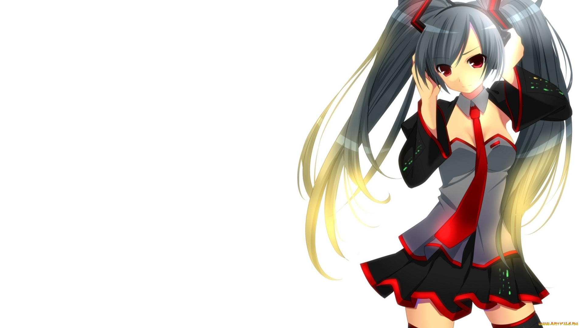 vocaloid, аниме, белый, фон, девушка, вокалоид, headphones, anime